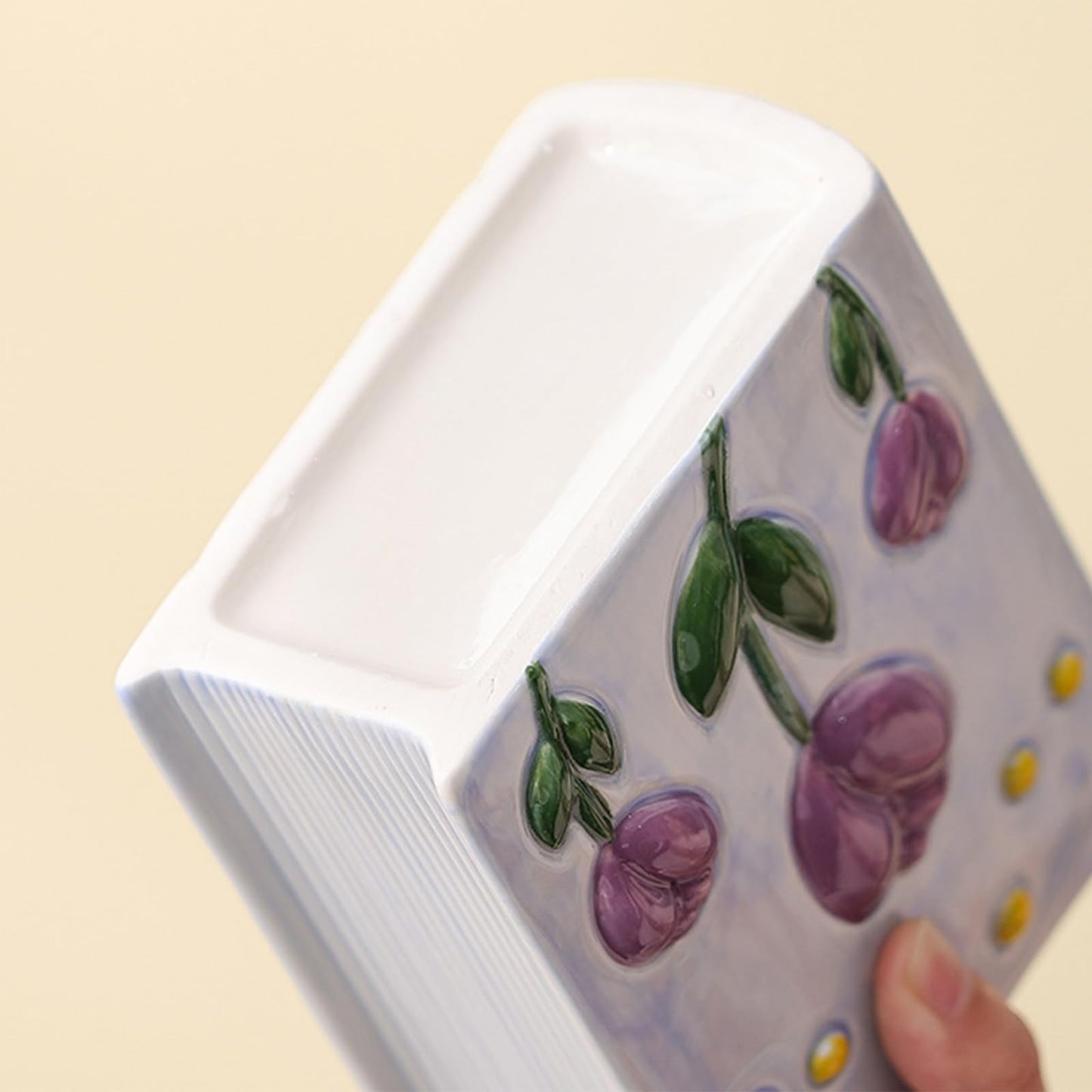 Busnos Book Vase Flower Pencil Cup Pen Holder For Office Desk Decorative Books Blue Flower Vase Cute Toothbrush Holders Home Decor Teacher Book Gifts for Women Small Makeup Brushes Holder