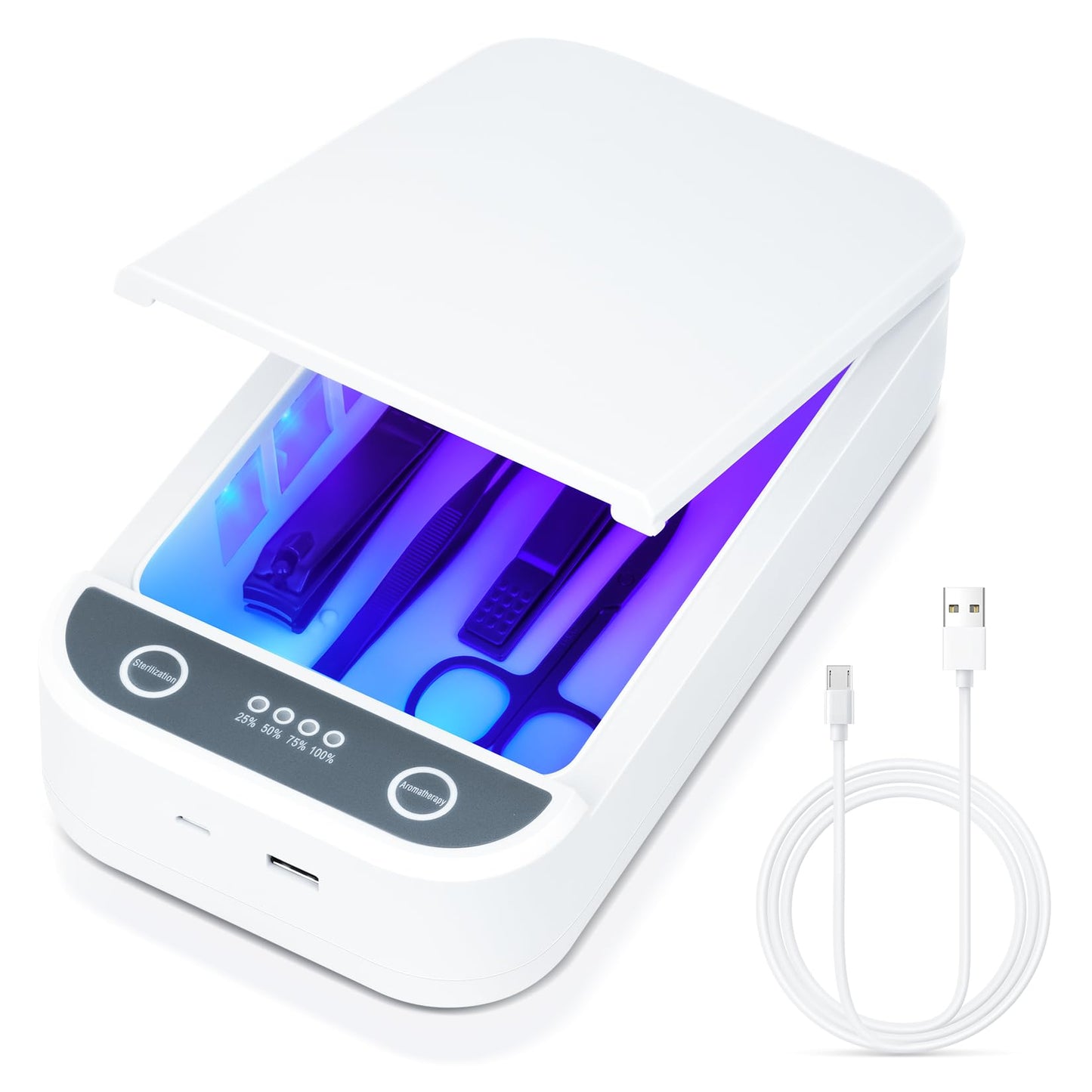 Shmian Cleaning Box for Nail Tools & Phone Accessories-USB-Powered Portable Cleaning Box for Scissors, Jewelry, Tweezers - Manicure Salon & Home Use