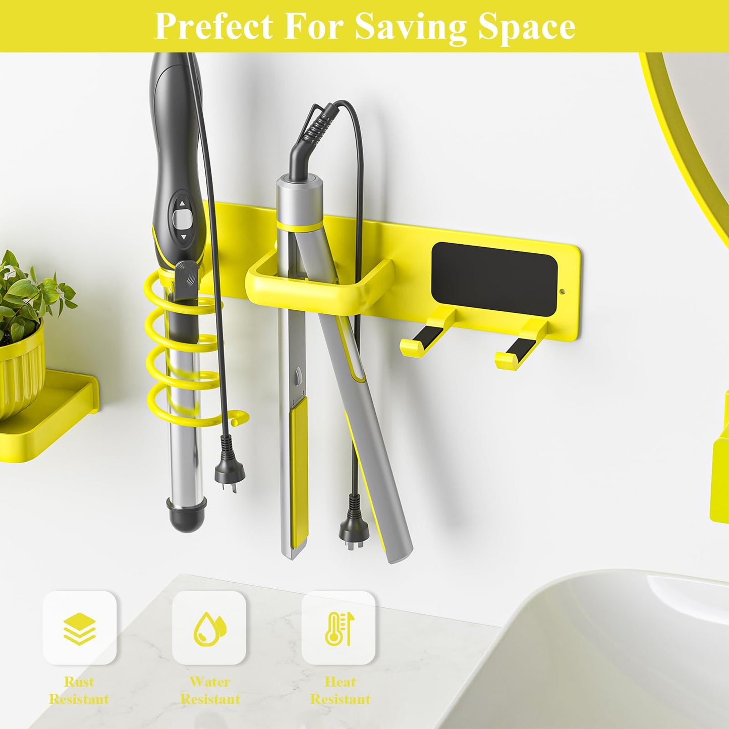 Tindbea Hair Dryer Holder Wall Mount Aluminum Alloy Hot Tools Organizer