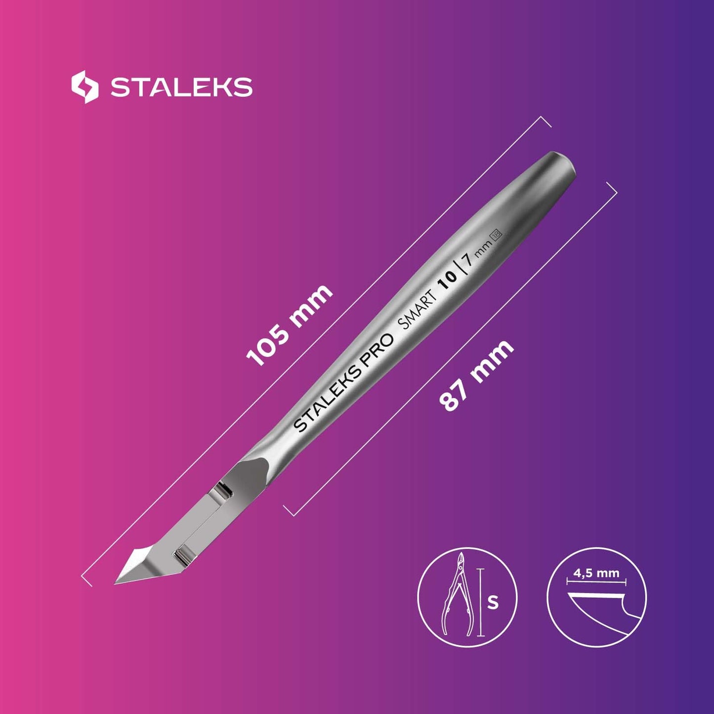 Staleks Pro Professional Cuticle Nippers SMART 10 – 7mm Blade Cuticle Trimmer Stainless Steel Ergonomic Grip Sharp & Durable Ideal for Manicure