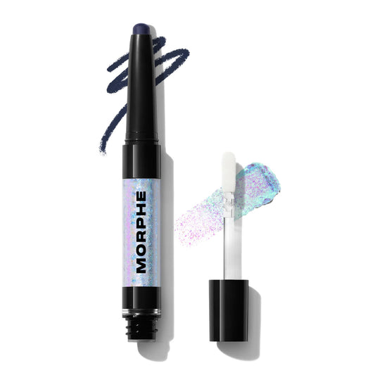 Morphe Mixed Signals Dual-Ended Eyeshadow Stick - Cream Eyeshadow Pigment & Chrome Liquid Flakes for Bold, Layered Eye Makeup Looks - Flirtatious/Faithful (0.028 oz)