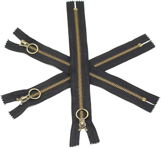YaHoGa 10PCS 16 Inch (40cm) #5 Antique Brass Plated Metal Zippers Bulk Close End Metal Zippers for Sewing Purse Bags Crafts (#5 Anti-Brass)