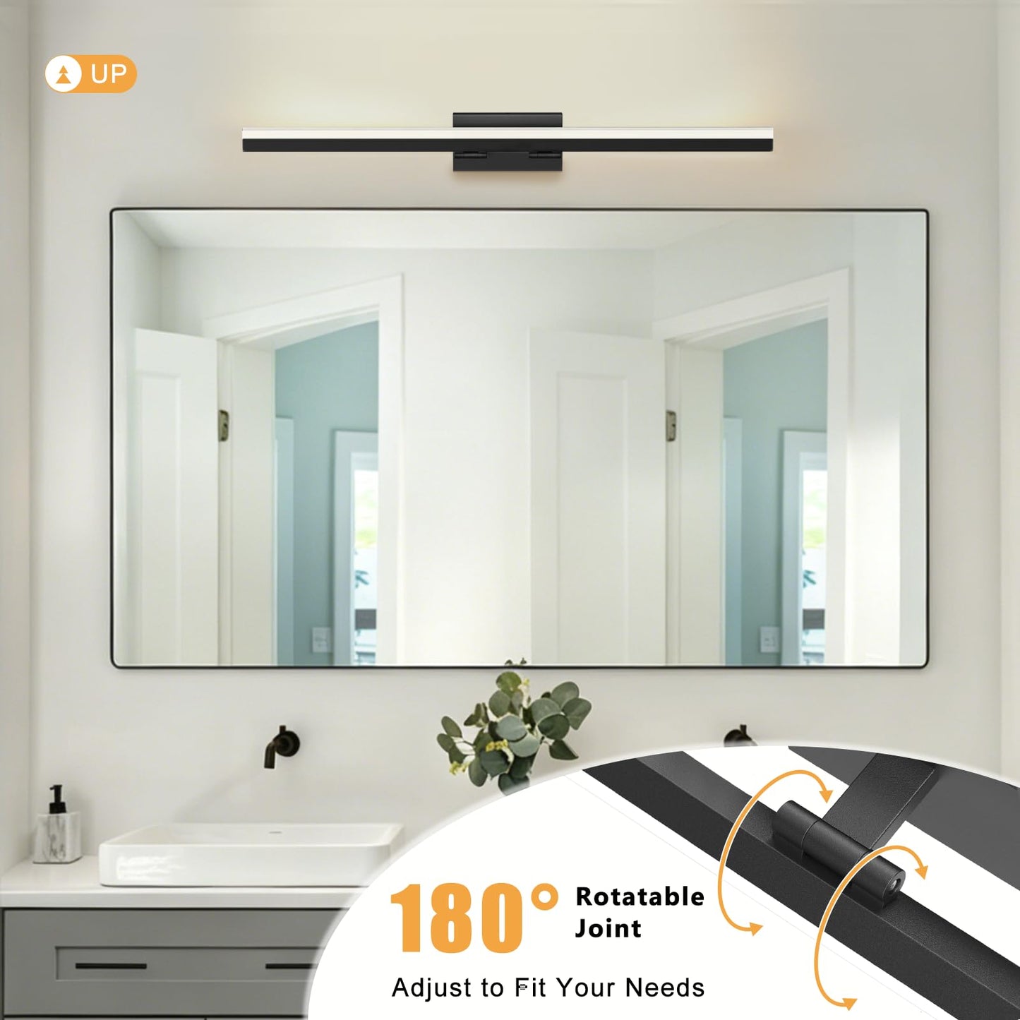 IZORRO Modern Bathroom Vanity Light 40 inch, Rotatable, 32W Dimmable Led Bathroom Light Fixture Over Mirror, Black Vanity Light Bar (5 Color Temperature)