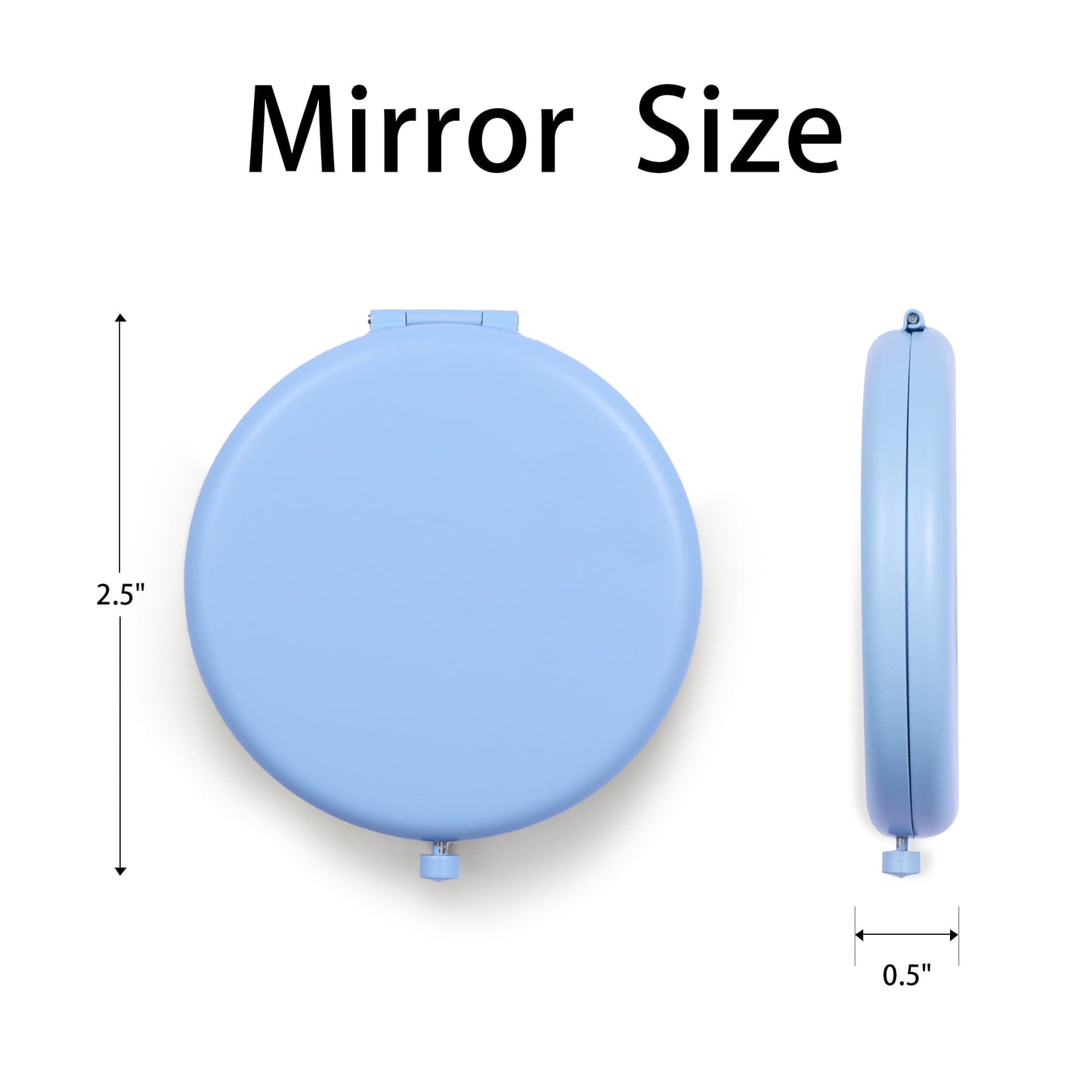 QUSTGO Compact Mirror, Pocket Travel Makeup Mirror for Purse, Metal Round Shell, 2-Sided 1X/2X Magnifying, Portable, Folding, Handheld, Baby Blue,18 Pack