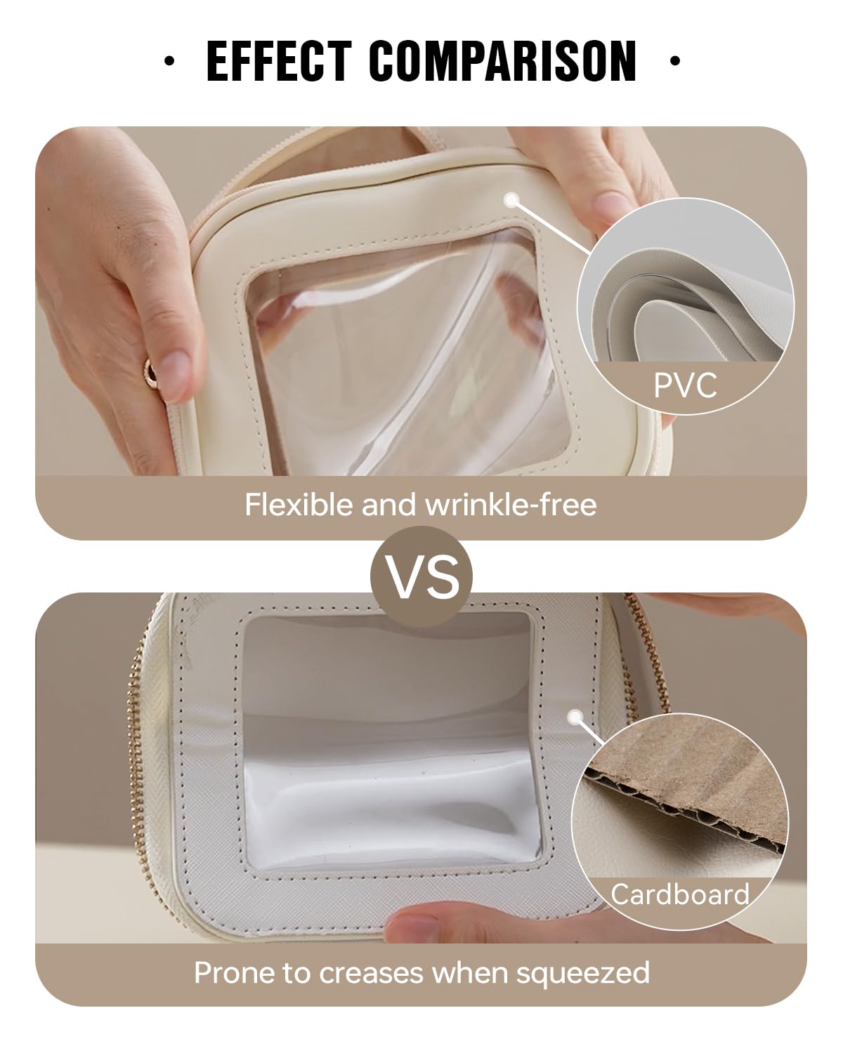 EACHY Clear Makeup Bag，Waterproof TSA Approved Toiletry Bag with Zipper for Women, Make Up Organizer and Skincare Pouch, Portable Car or Purse Bag for Travel Essentials