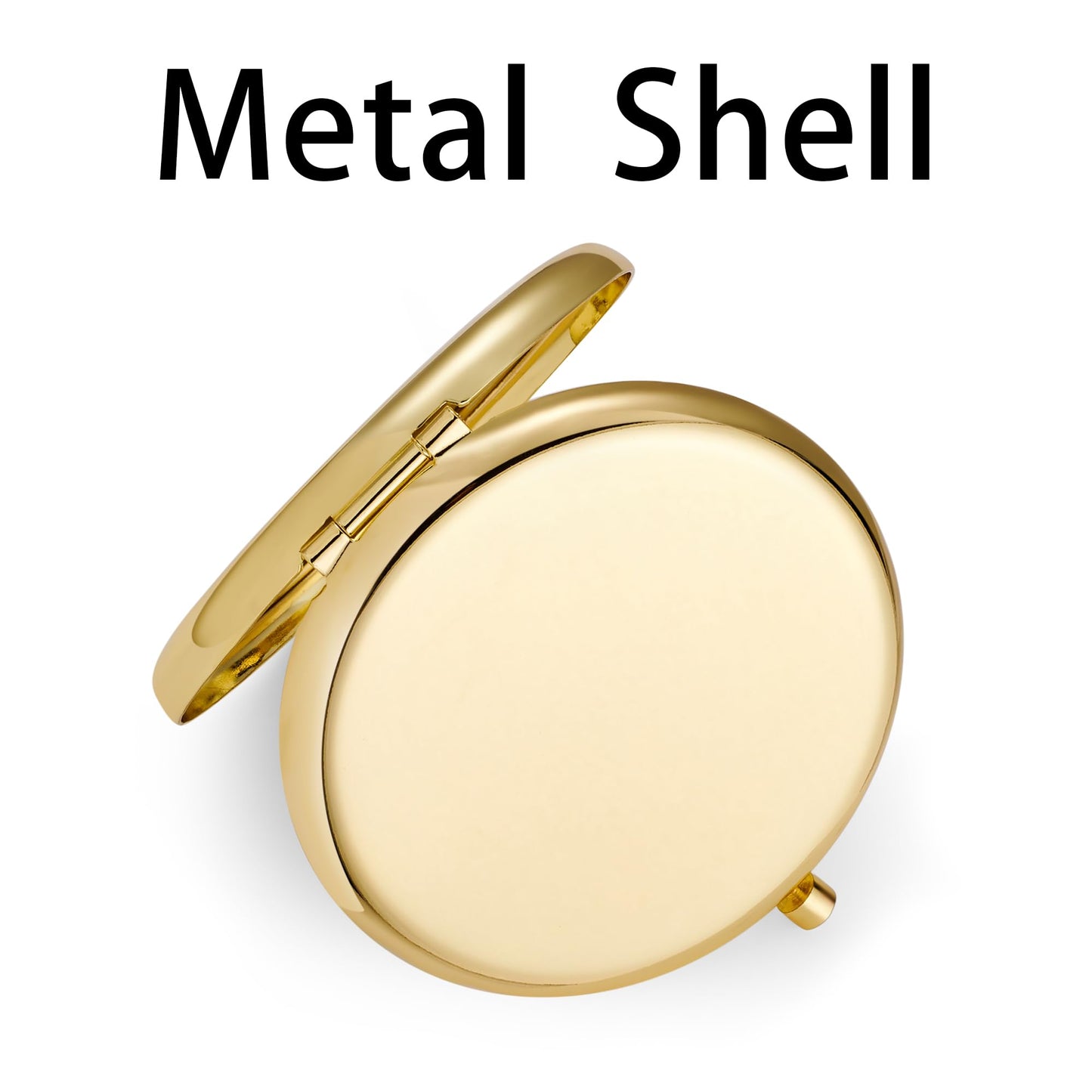 QUSTGO Compact Mirror, Pocket Travel Makeup Mirror for Purse, Metal Round Shell, 2-Sided 1X/2X Magnifying, Portable, Folding, Handheld, Gold, 18 Pack