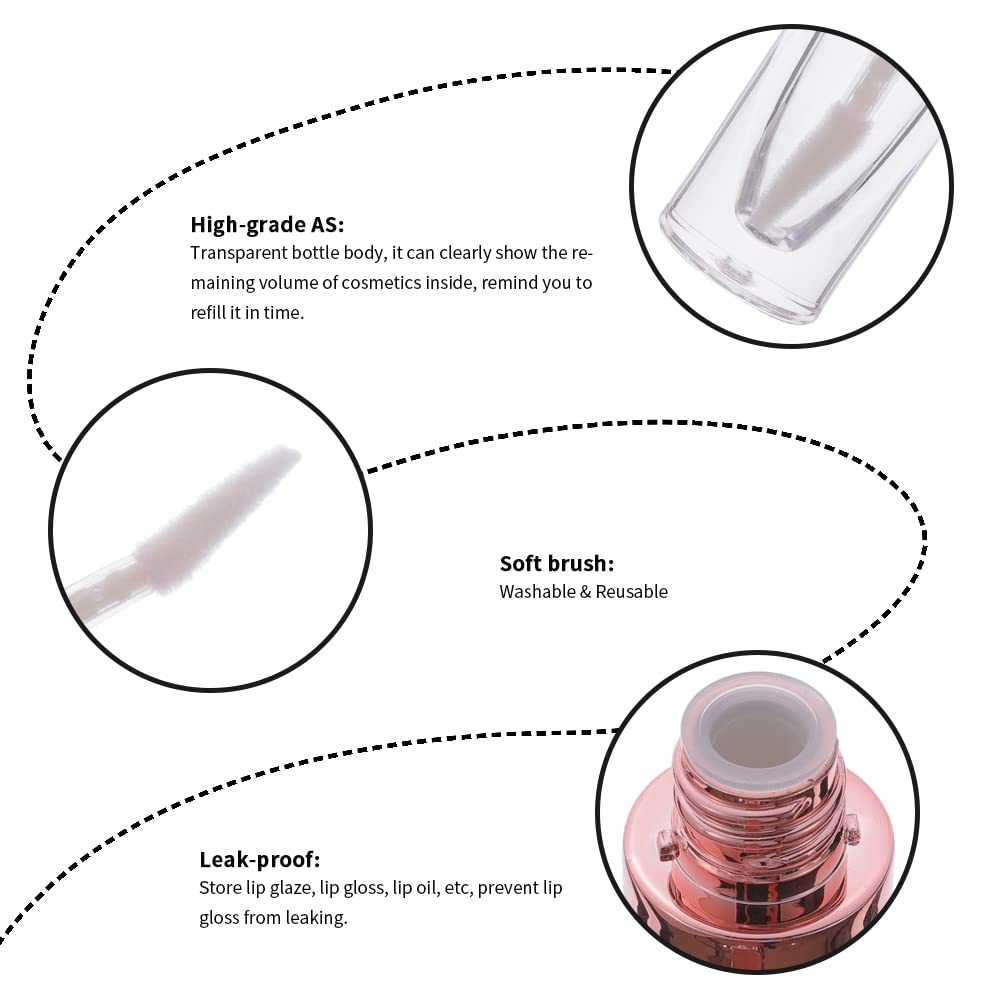 YITOU 12Pcs Refillable Empty Lip Gloss Tubes with Wand Applicator, 8ml Lip Balm Containers with Stopper Lip Glaze Bottle Lip Gloss Making Kit for DIY Lipgloss Lipstick Samples Pink-Update