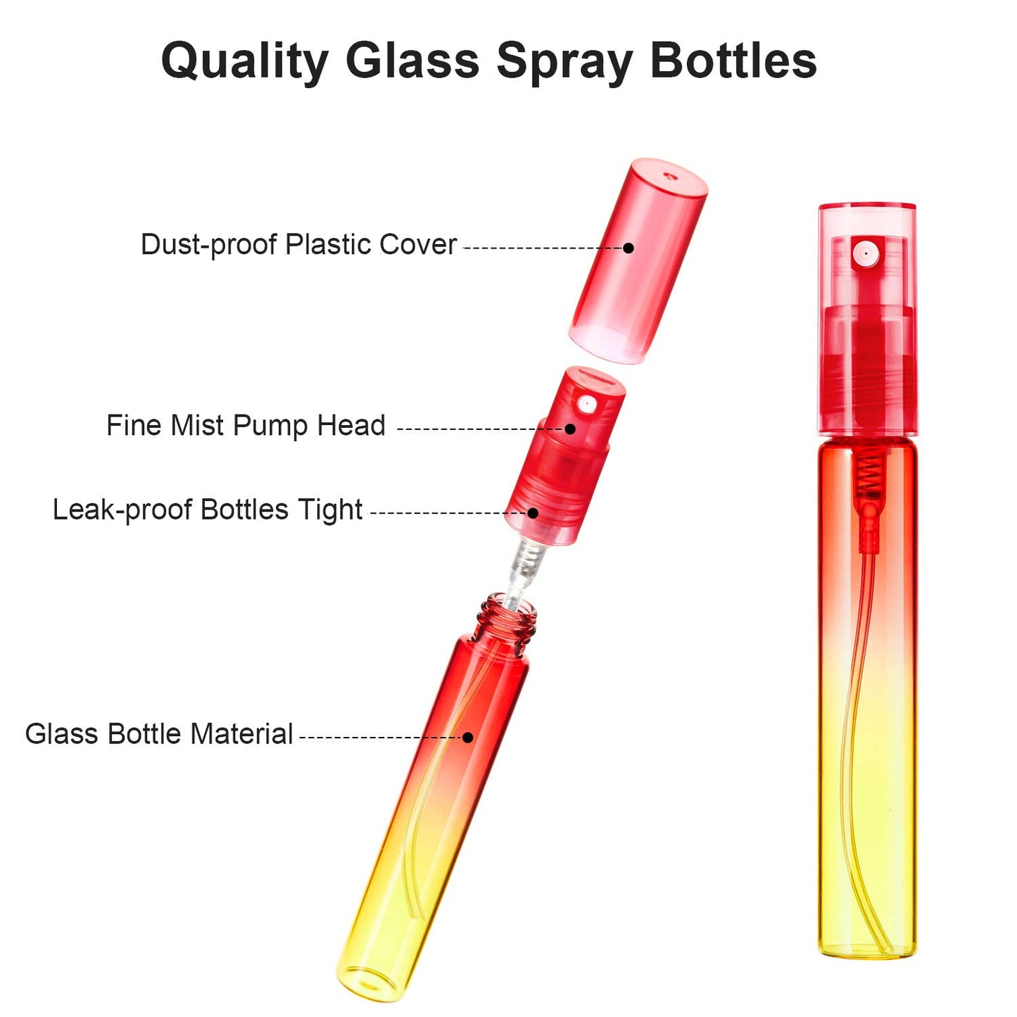 Patelai 18 Pieces 8 ml Mini Perfume Spray Bottles Atomizer Portable Travel Mister Refillable Empty Container Colorful Glass Bottles for Cleaning, Travel, Essential Oils, Perfume, 6 Gradient Colors