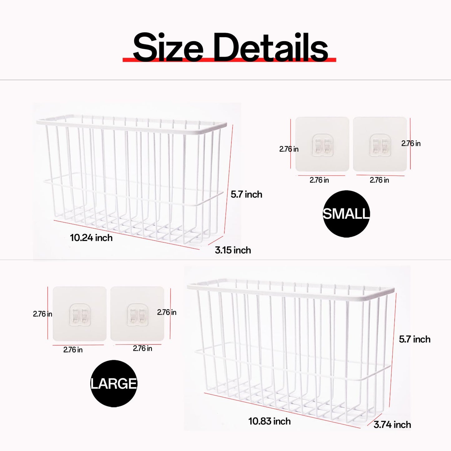 ZHOHO TANT 2 Piece Kitchen Cabinet Door Storage Box, Lid Organizers Inside Cabinet, Self Adhesive Wall Mounted Storage Box for Kitchen/Wardrobe/Bathroom, White