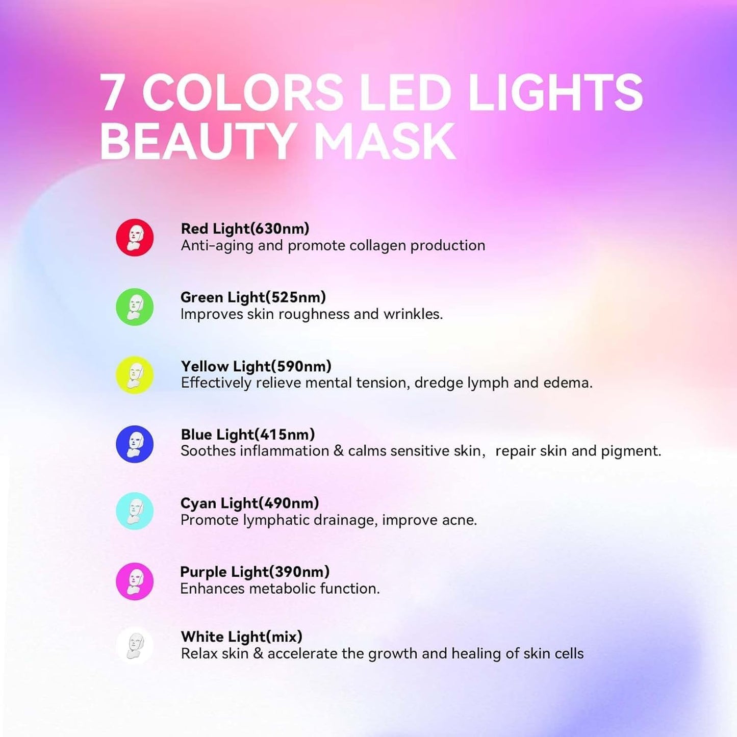 Duevie LED Facial Mask Therapy Red Light Therapy Mask FSA 7 Colors Facial Skin Care Beauty Spa Skin Care