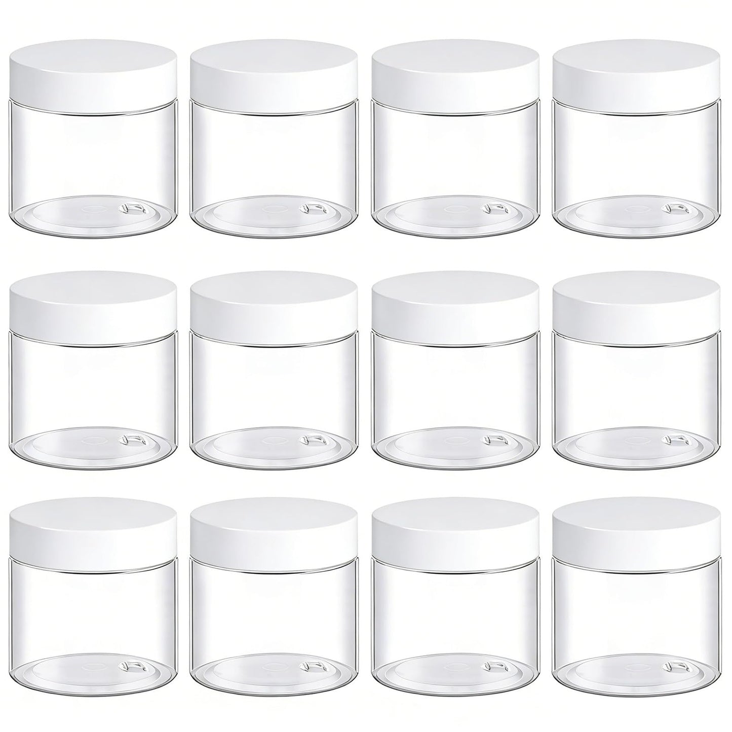 48 Pack 2 Oz Plastic Jars with White Lids, 2oz Small Plastic Containers with Lids for Cosmetic Makeup Beauty Products, Slime, Sample, Travel, BPA Free | Wide Mouth | Refillable