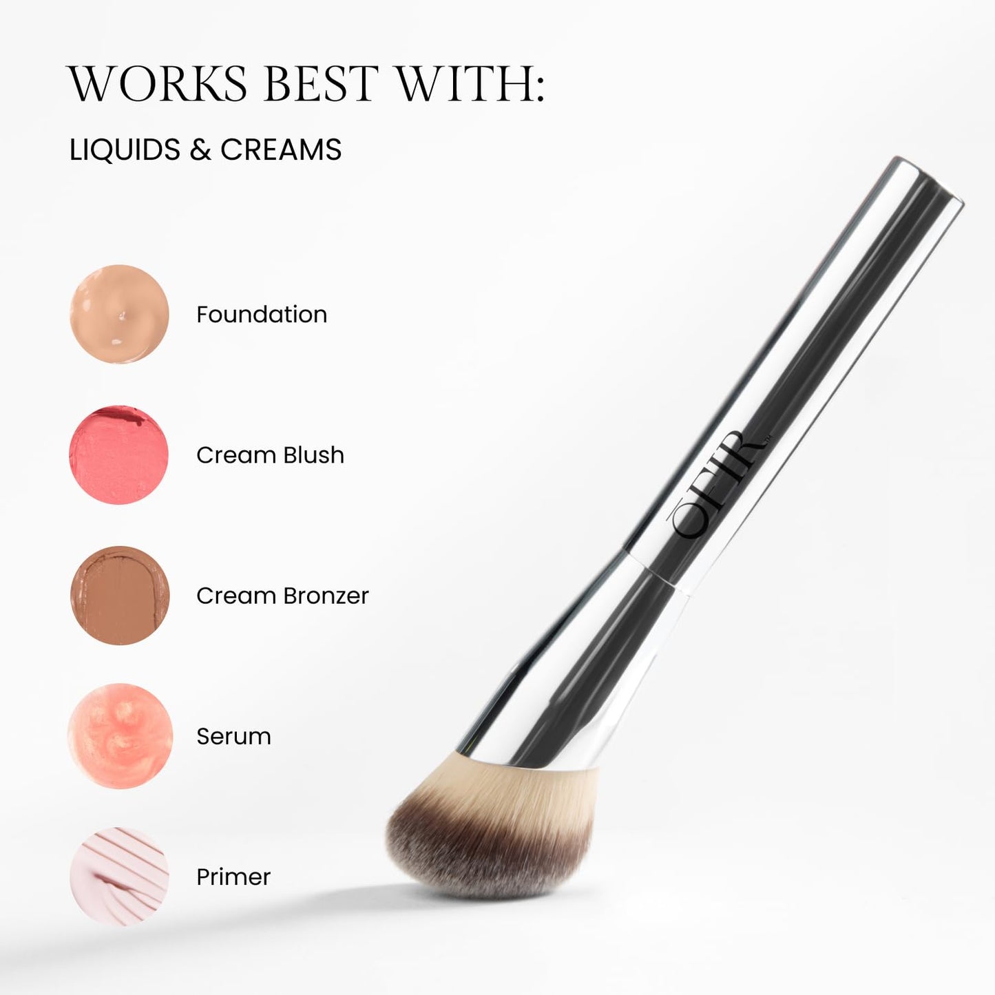 OFIR Core Canvas, Angled Shape, Dense Complexion Brush, Sensitive Skin Friendly, Easy to Clean, Vegan