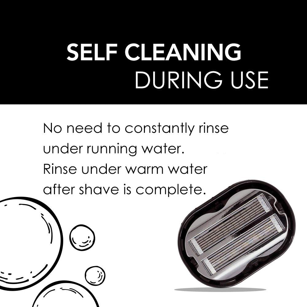 Premium Omnishaver Bi-Directional Shavers for Men & Women | 3x Faster Than Disposable Razors | Smooth, and Safe | Self-Cleaning, Self-Sharpening Razor Blades for Shaving Head, Legs, Arms, Body (Black)