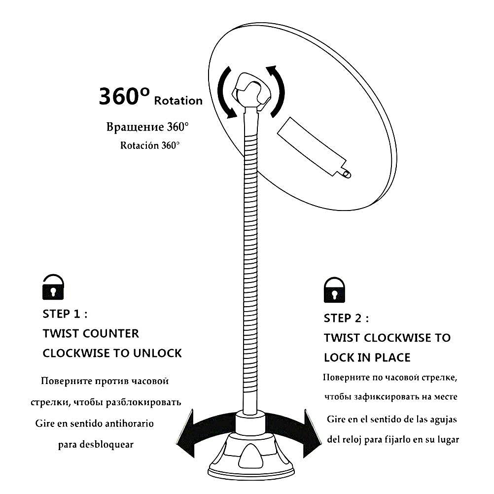 Masyrt 10X Magnifying Mirror with Light,Makeup Mirror with LED Light and Suction Cup,Flexible Gooseneck Make Up with Lights and Magnification for Travel Home Bathroom Vanity (White)
