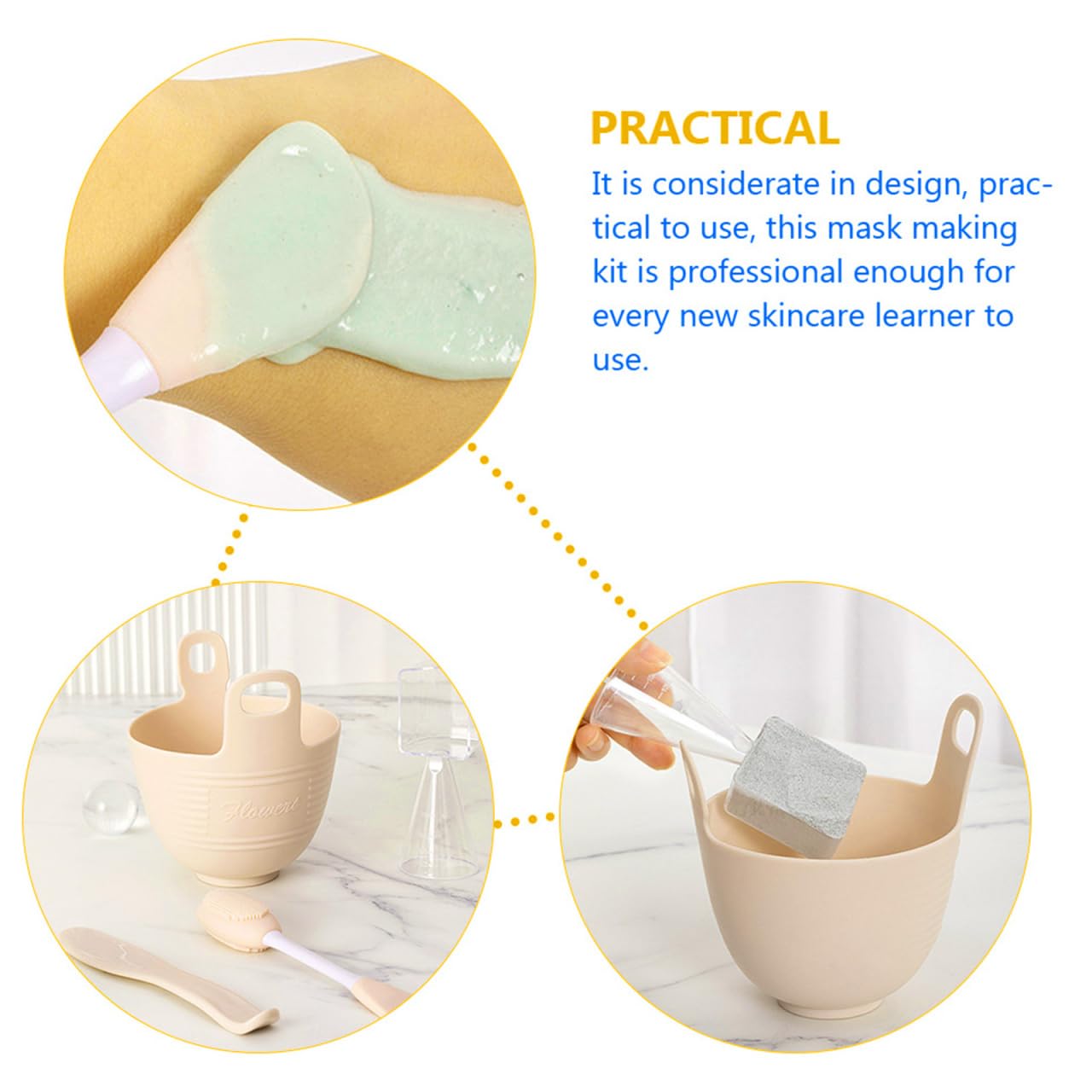 Professional Silicone Facial Mask Mixing Bowl Set 4-in-1 DIY Mask Making Kit with Brush, Spatula & Measuring Spoon Portable Skincare Tools for Face, Hair & Spa