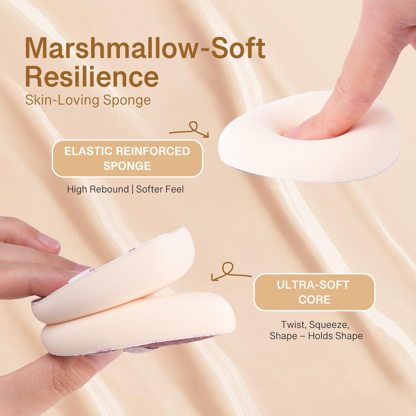 Momo's Workshop Pink Denim Makeup Sponges,Super Soft Blenders Sponge for Liquid Foundation Sponge,Large&Soft Yet Bouncy Rubycell,Egg&Flat Edge shape for Dry/Combination Skin,2pcs &Storage Case