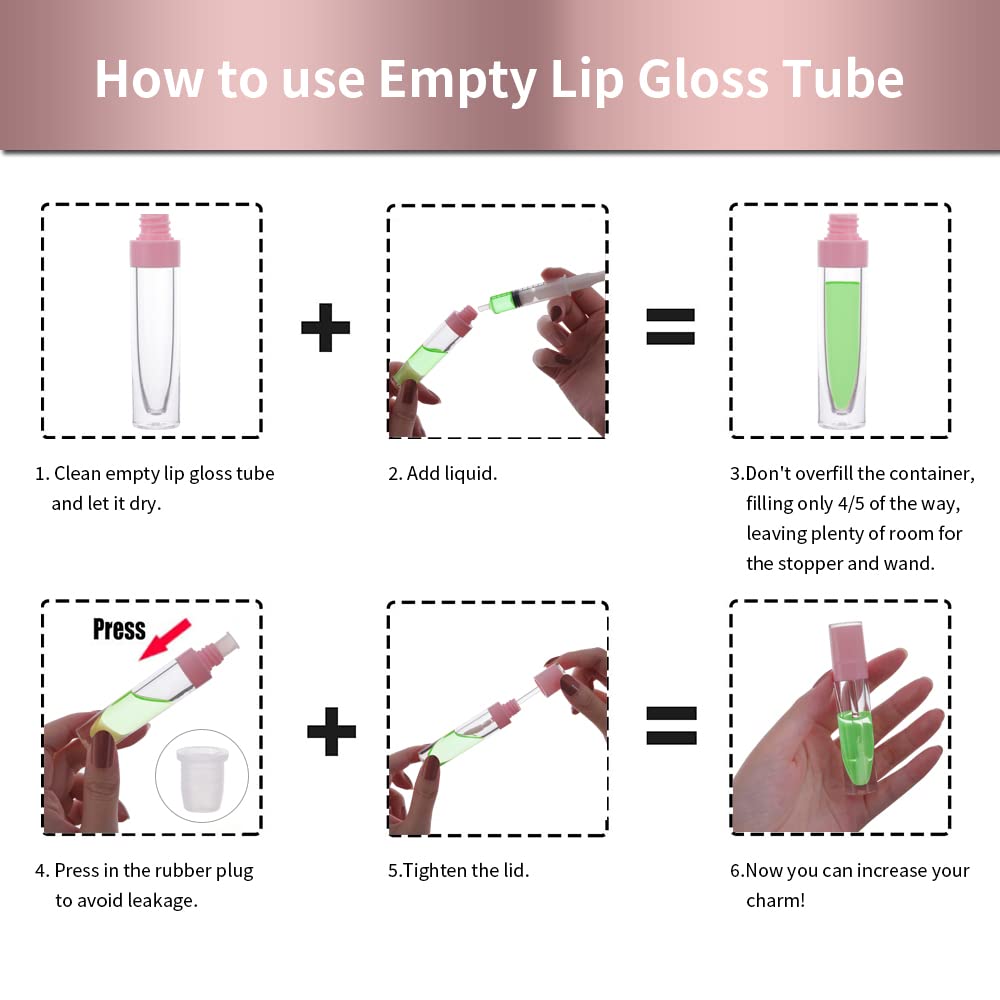 YITOU 12Pcs Refillable Empty Lip Gloss Tubes with Wand Applicator, 8ml Lip Balm Containers with Stopper Lip Glaze Bottle Lip Gloss Making Kit for DIY Lipgloss Lipstick Samples Pink-Update