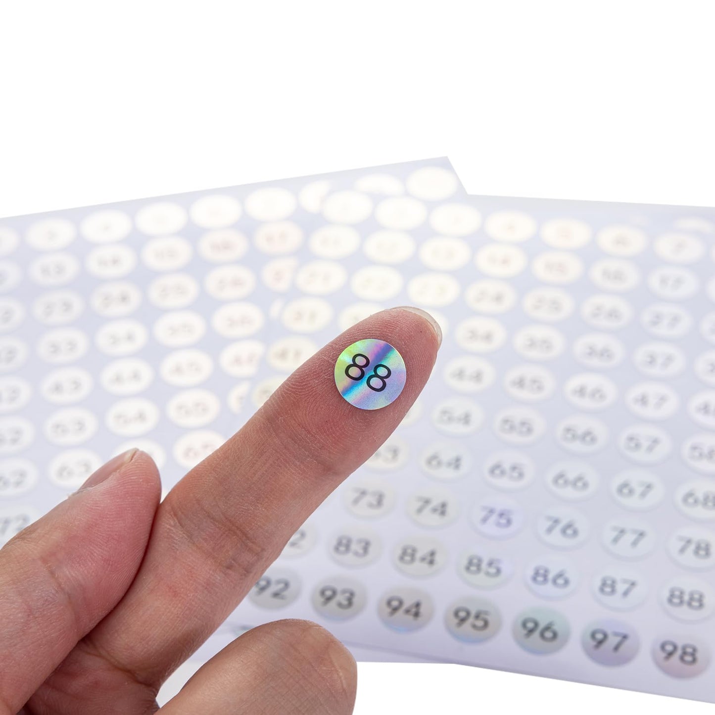 Reflective Laser Numbered Stickers - 40 Self-Adhesive Sheets (1-100) for Storage & Cosmetic Organization