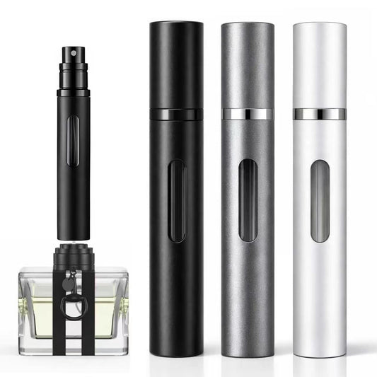10ml 3pcs Perfume Travel Refillable Bottle, Perfume Atomizer, Bottom-Filling Fragrances Bottle, Mini Cologne Dispenser, Portable Sprayer (Black-Grey-Silver)
