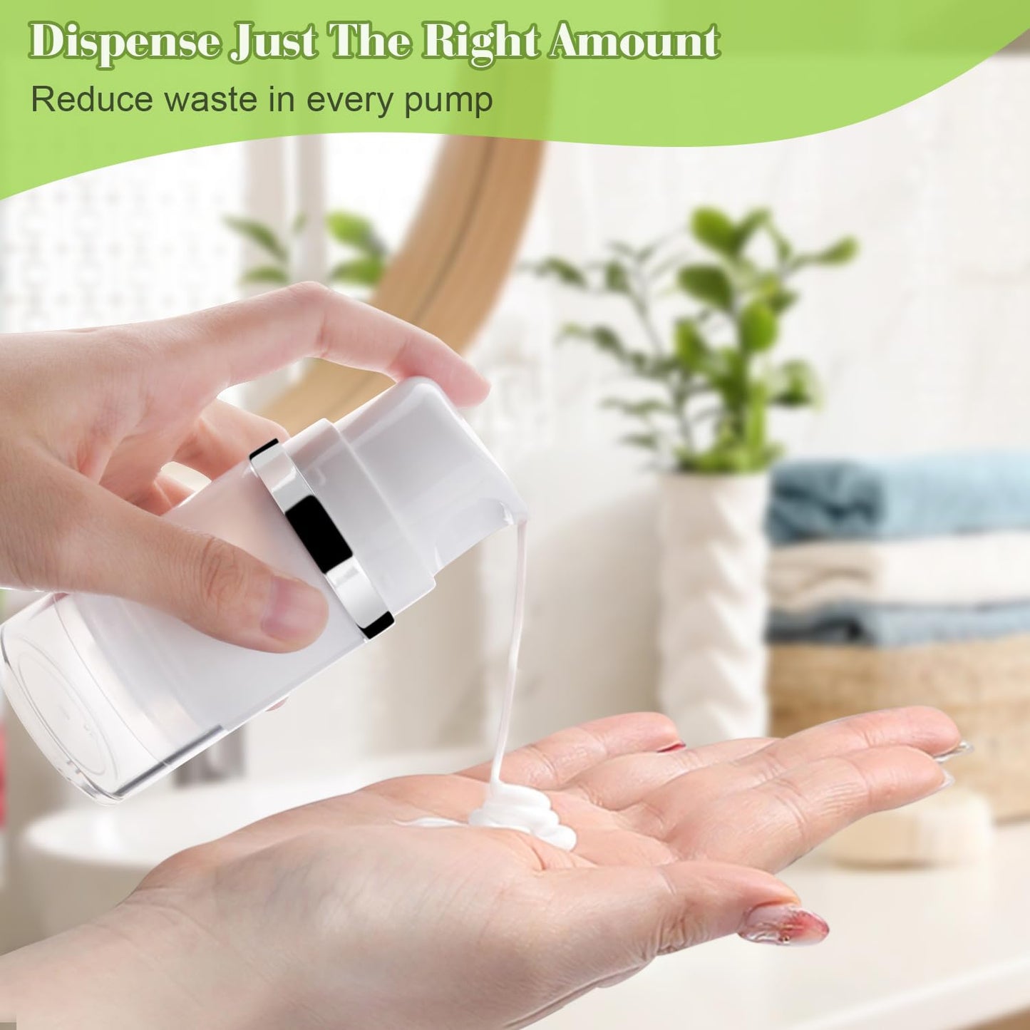4 Pcs 100ml/3.4oz Airless Pump Jar Refillable Vacuum Pump Dispenser Bottles Travel Cosmetic Containers for Lotion Essence Shampoo Toiletries