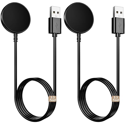 2 Pack for Samsung Galaxy Watch Charger Compatible with Watch 8/8 Classic/Ultra/7/6/6 Classic/5/5 Pro/4/4 Classic/3/Active/FE USB A Magnetic Fast Charging Dock Accessories 3.3FT