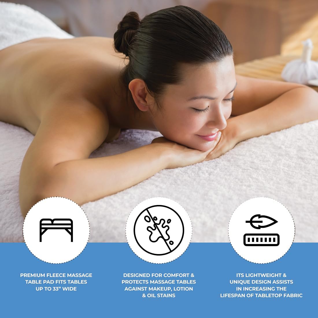 ForPro Premium Pro Fleece Massage Table Pad Set, Extra Soft, Hypoallergenic, Includes Massage Table Pad and Face Rest Cover, 31” W x 72” L, White