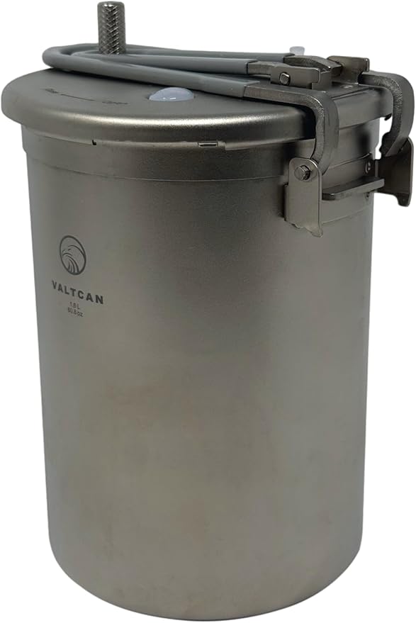 Valtcan 1800ml Titanium Rice Cooker Camping Pot Pressure with Locking Lid Lightweight Travel Backpacking High Altitude Cookware Reheat Soup Easy Rice & One-Pot Meals