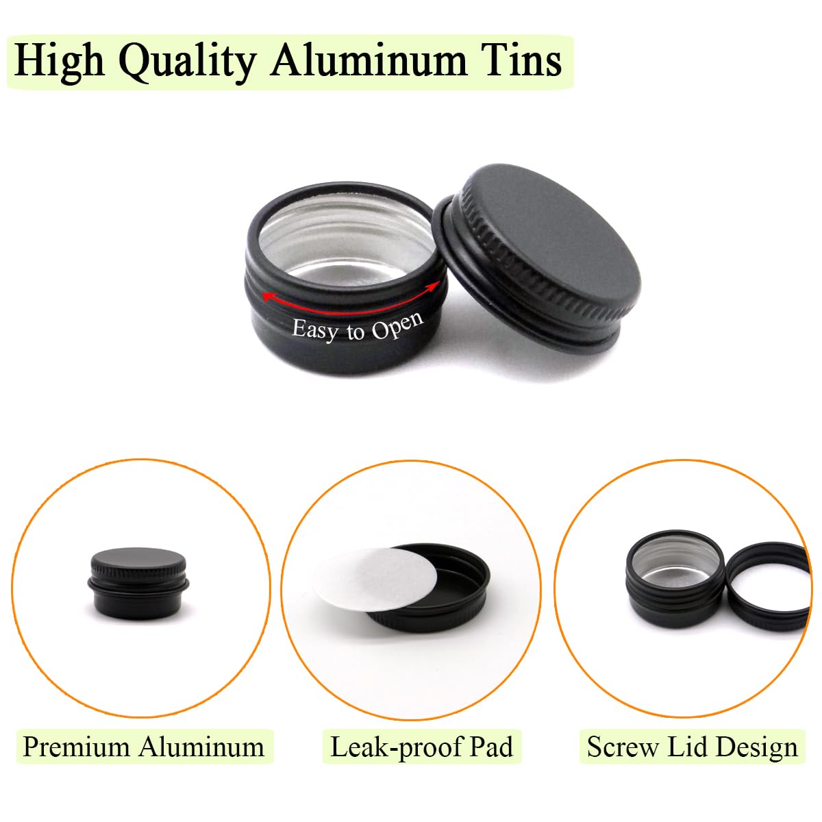Wopanxye 30 pack 5 ml Black Lip Balm Tin Cans, 5g Mini Aluminum Makeup Sample Containers with Screw Lid, Empty Metal Tins Pot Storage Travel Jars for Cosmetic, Cream, Candle, Tea, 5 Gram Small Tins