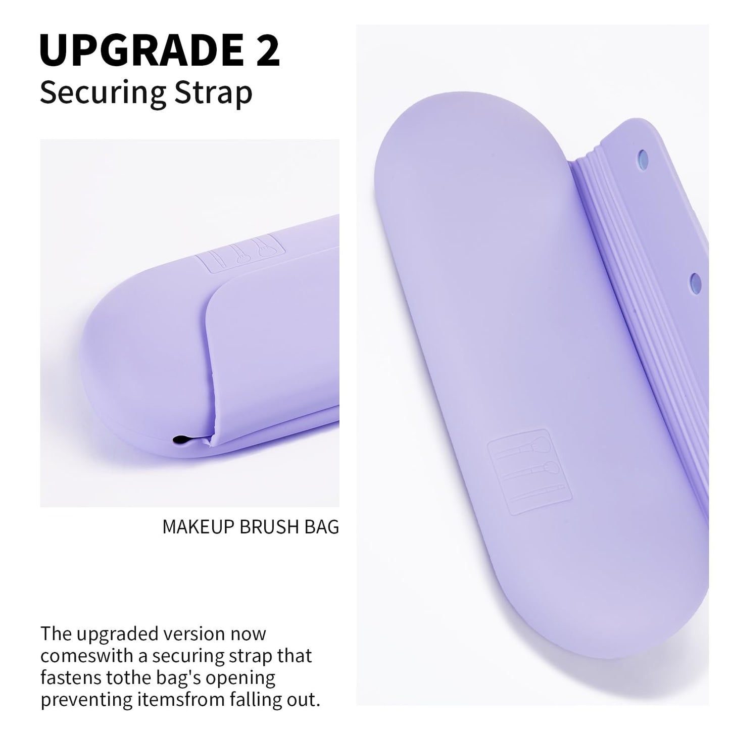 AGIKET Silicone Makeup Brush Holder Travel Cosmetic Bag：Soft Portable Cosmetic Face Brushes Holder with Upgrade Anti-Fall Out Magnetic Closure, Large Travel Makeup Brush Case - Lavender