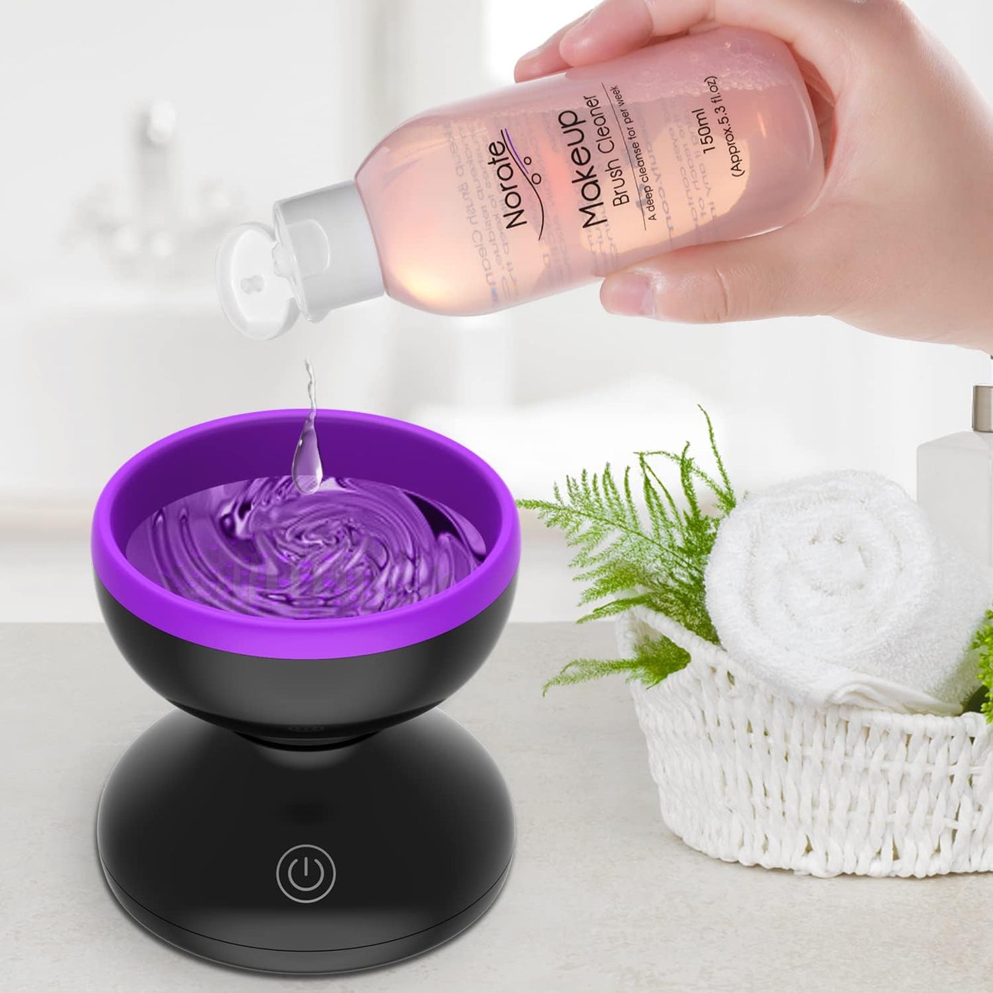 Electric Makeup Brush Cleaner Machine, Automatic Spinning Makeup Brush Cleaner for All Size Brushes, Professional Portable Cosmetic Brush Cleaning Tool with Silicone Bowl, USB Powered, Gift for Women