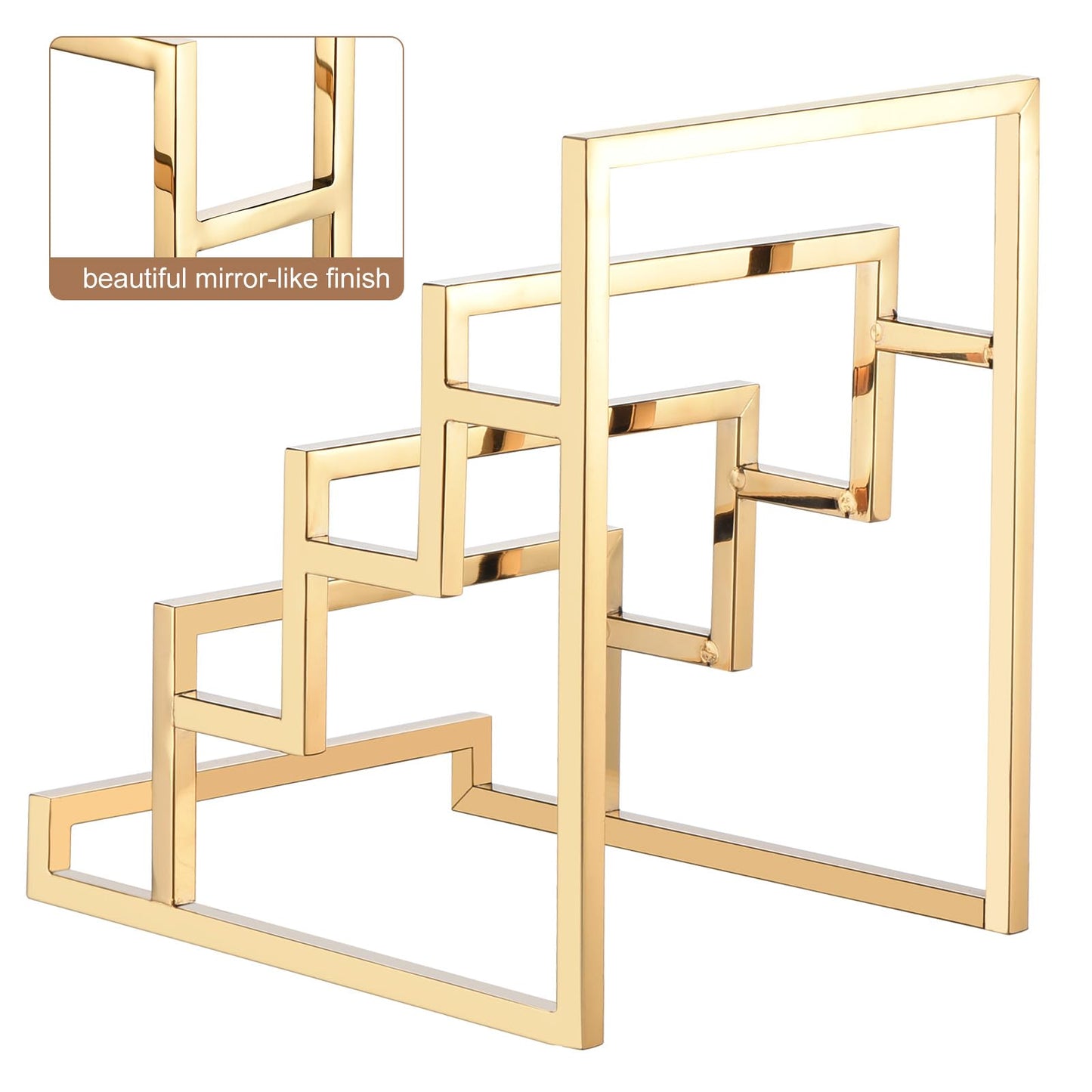 uxcell Clutch Purse Display Stand 4 Layer Wallet Display Rack Metal Clutch Holder Riser for Home Retail Store Supplies - Gold