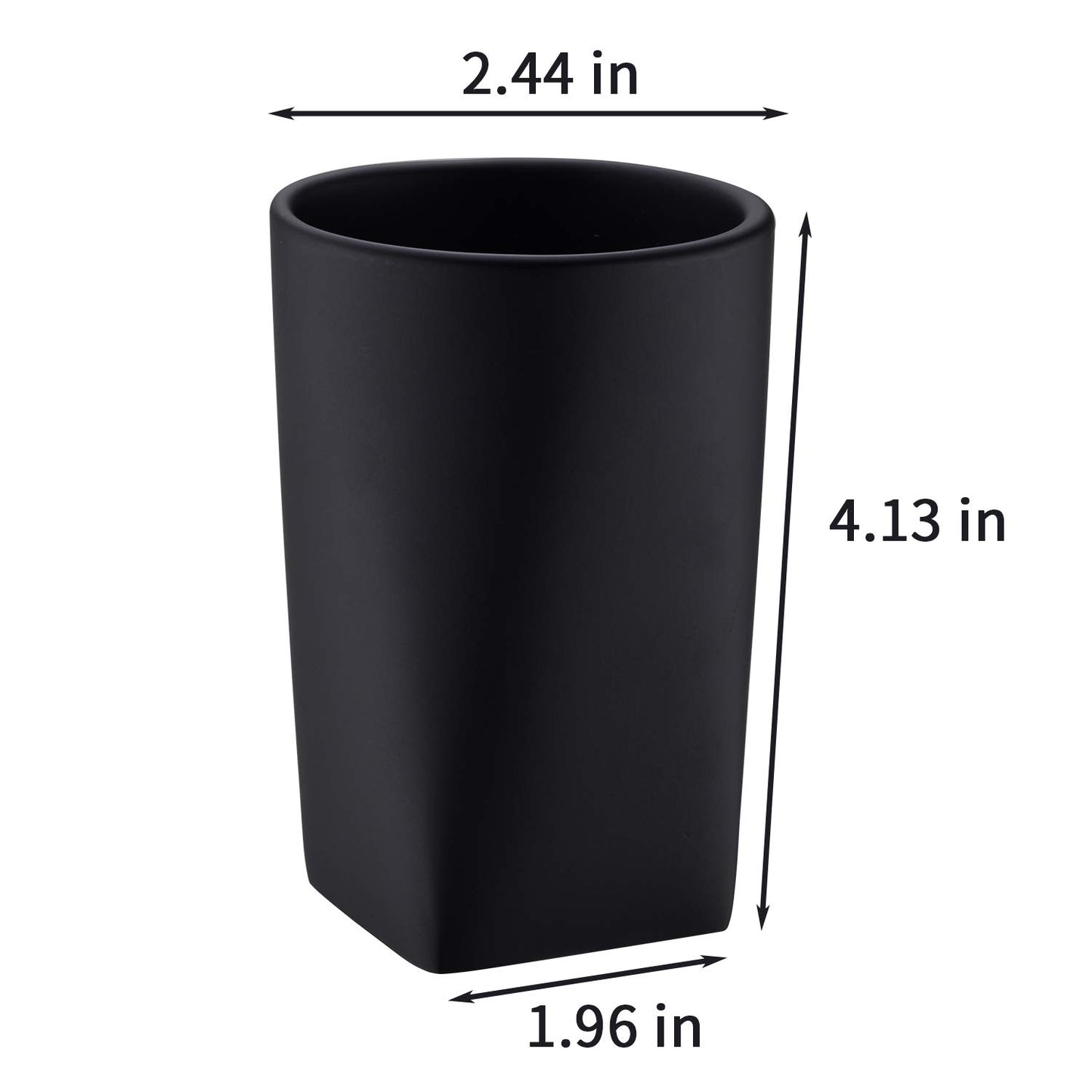 JINCROP Resin Matte Black Bathroom Tumbler Cup Holder - Modern Design for Bathroom/Office, Holds Toothbrushes, Make-up Brushes