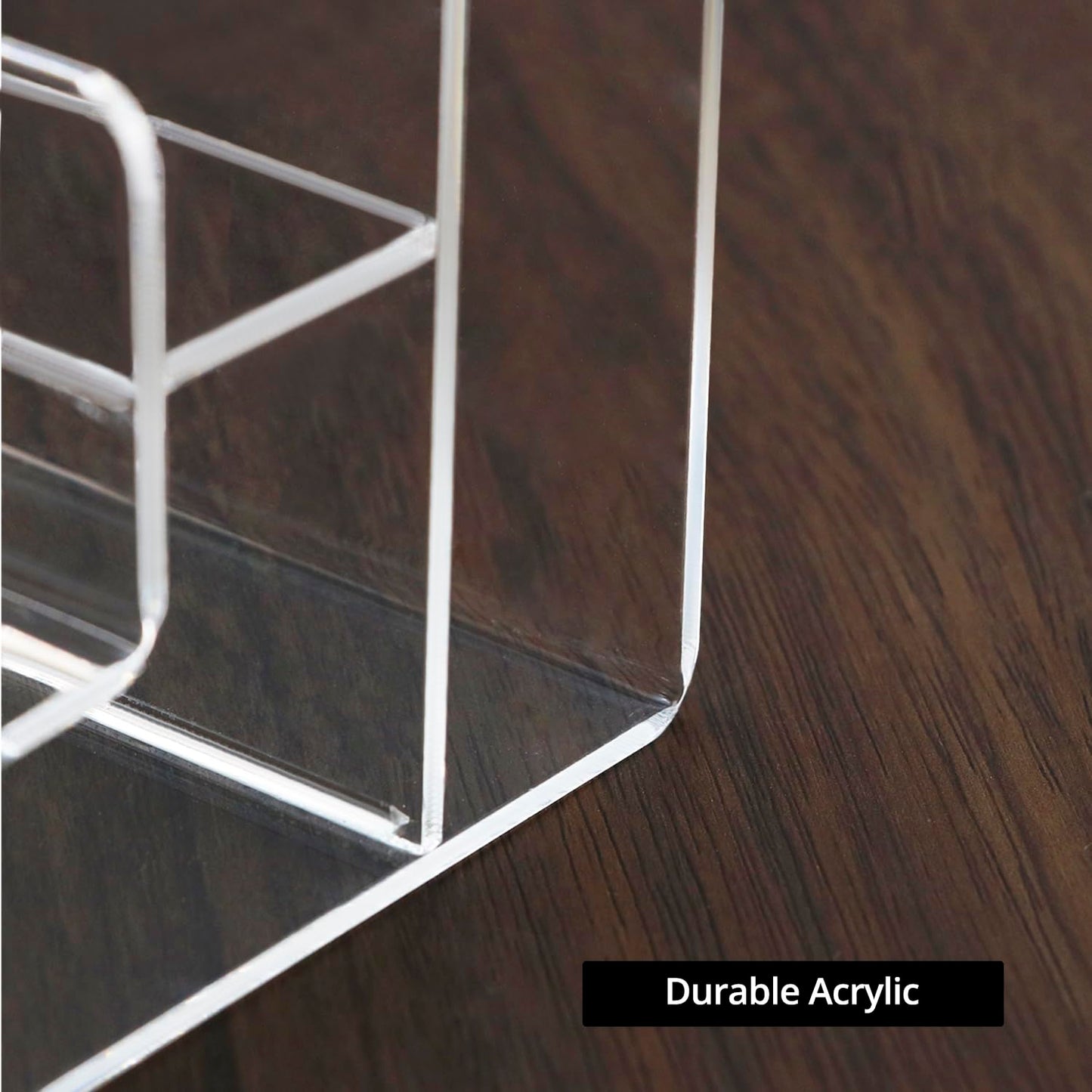QWORK 4-Tier Acrylic Wallet and Handbag Display Stand, Durable, Space-Saving, Transparent Stand for Home and Retail Use