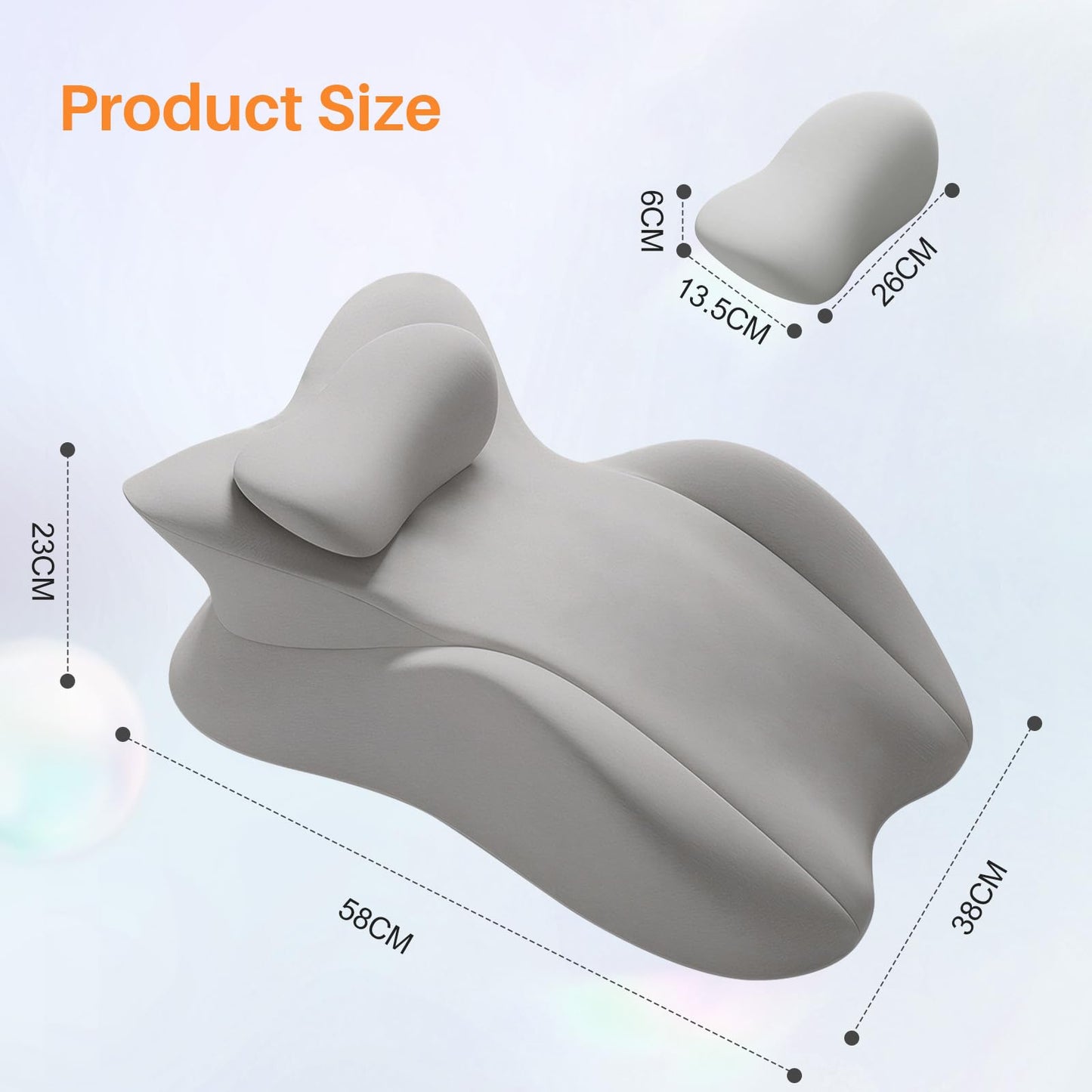 ele ELEOPTION Memory Foam Ergonomic Wedge Pillow Prone Reading Pillow for Bed Sofa Stomach Back and Neck Support Sitting Up with Removable Cover Leg Elevation for Sleeping and Relaxing Light Gray