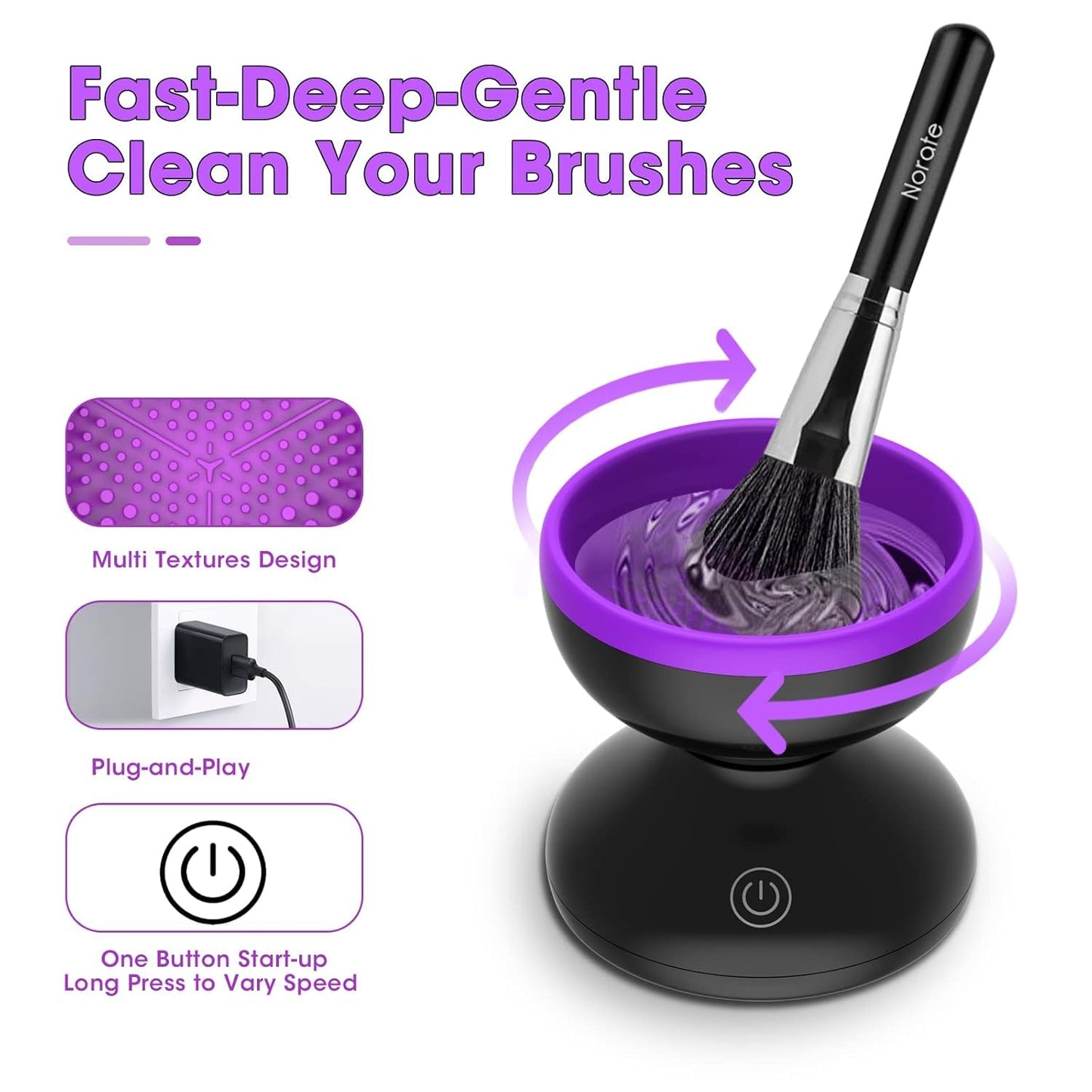 Electric Makeup Brush Cleaner Machine, Automatic Spinning Makeup Brush Cleaner for All Size Brushes, Professional Portable Cosmetic Brush Cleaning Tool with Silicone Bowl, USB Powered, Gift for Women