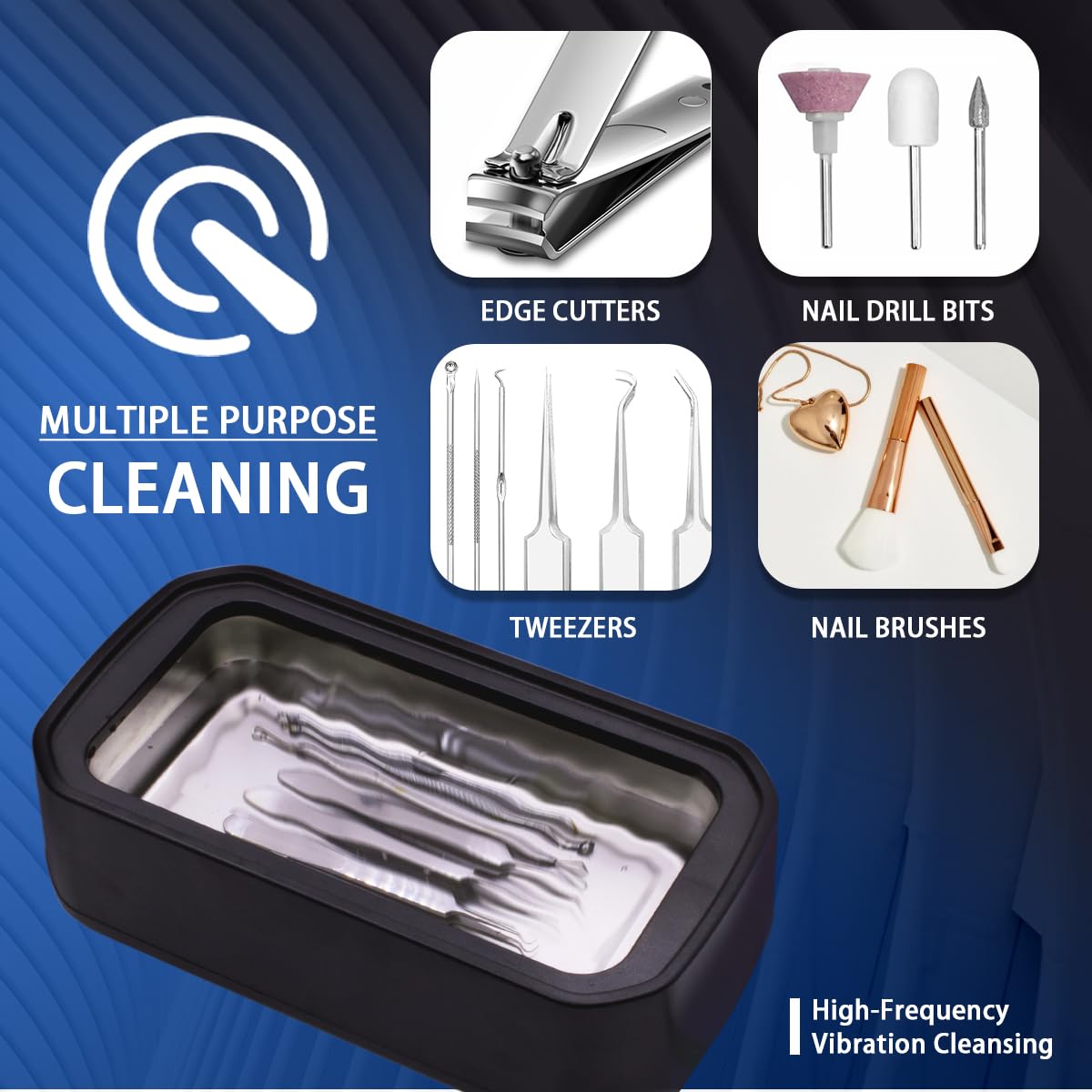 Pinkiou Nail Tool Cleaning Machine, 3 Timer Modes Nail Tool Sterilizer for Nail Drill Bits, Tweezers,Nail Art Brush, Nail Clipper, Makeup Brush, Jewelry Cleaning, Salon for Home Use, 22oz(650ML)