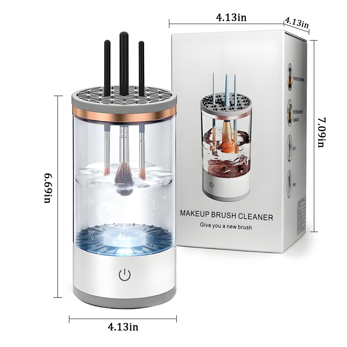 Electric Makeup Brush Cleaner Machine,Rechargeable Electric Cleaning,Automatic Quick and Efficient,for Deep Cleaning Of All Types Of Brushes,Suitable for Makeup Enthusiasts(Transparent)