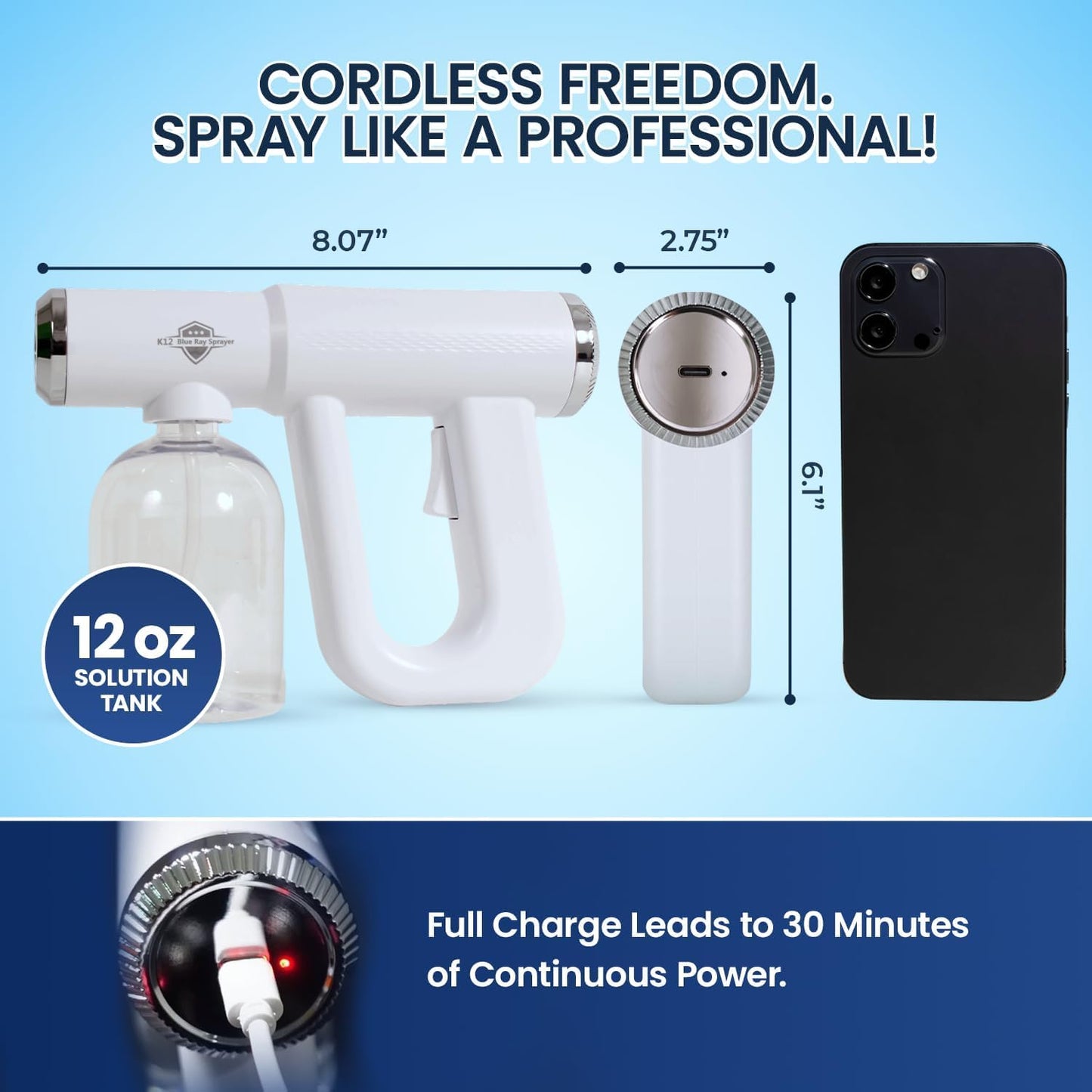 Professional Disinfectant Nano Spray Gun, Ultra Fine Atomizer Sprayer,White
