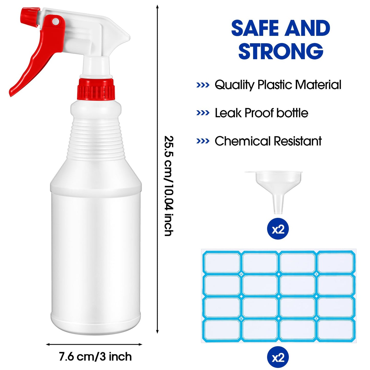 Yinder 18 Pcs 16 Oz Plastic Spray Bottle Bulk Empty Refillable Spray Bottles for Cleaning Solution Leak Proof Water Sprayer with Adjustable Nozzle Mist/Stream Mode(Red, Blue, Green)