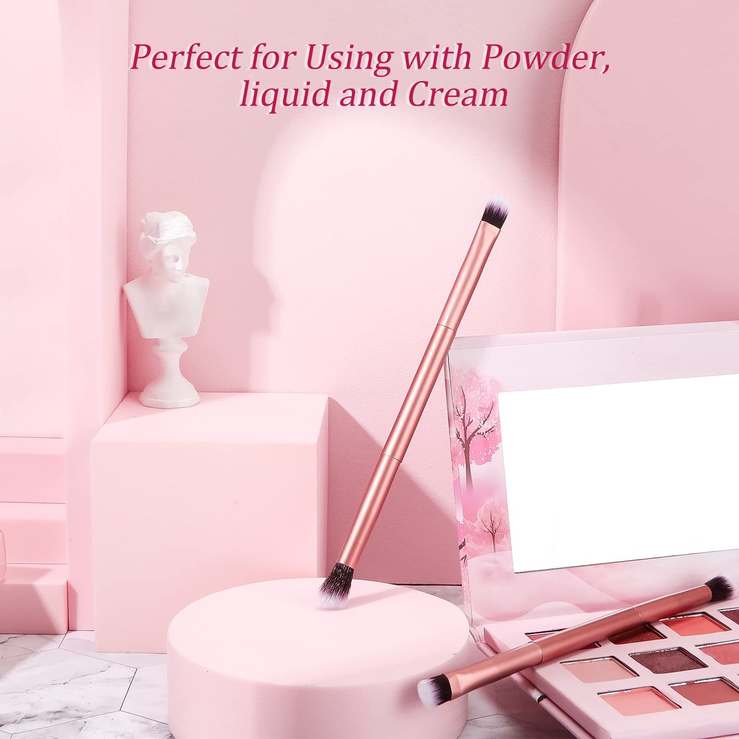 24 Pcs Eyeshadow Smudge Brush 2 in 1 Eyeshadow Double Ended Concealer Brush Under Eye Small Soft Firm Pointed Foundation Makeup Applicator for Blending Eye Shadow Liner(Rose Gold)