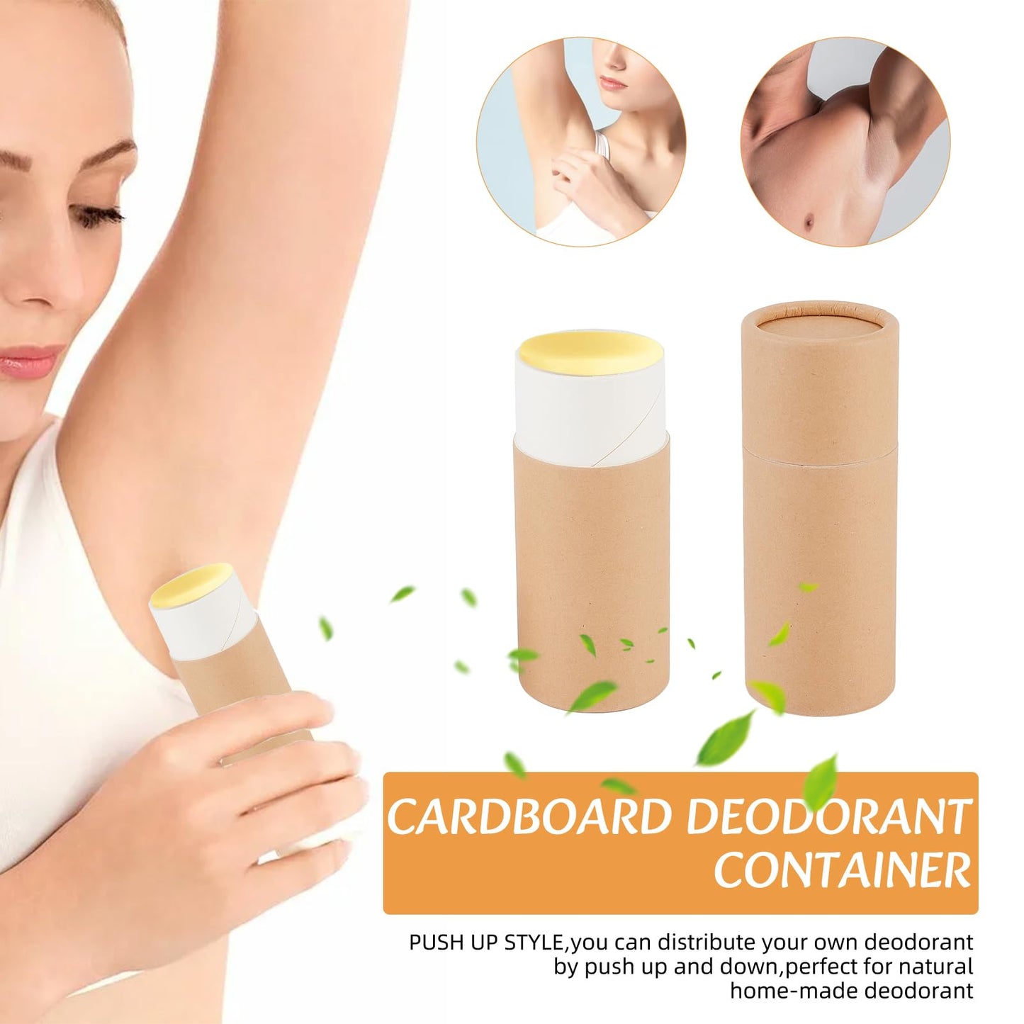 NICENEEDED 5 Pcs 2.1 oz Paperboard Cardboard Deodorant Containers, Empty Kraft Paperboard Tubes Push-Up Style Tubes, Lip Balm Containers Compostable Round Body Lotion Sticks Tube