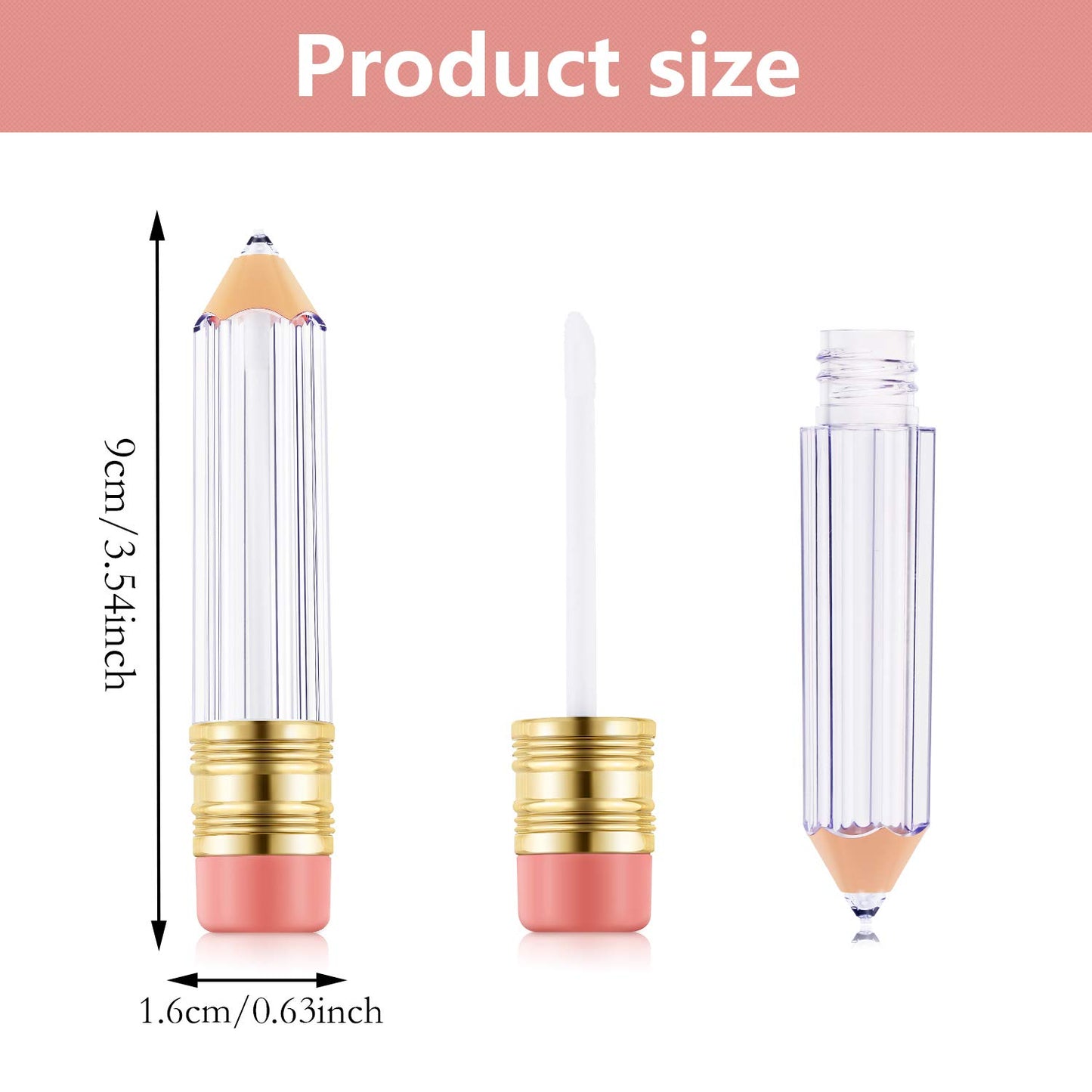 Blulu 24 Pcs Pencil Lip Gloss Tubes Bulk, 5 ml Empty Lip Gloss Containers, Cute Refillable Lips Balm Tubes for Graduation Party Favors, End of School Year, Back to School Teacher Appreciation Gifts