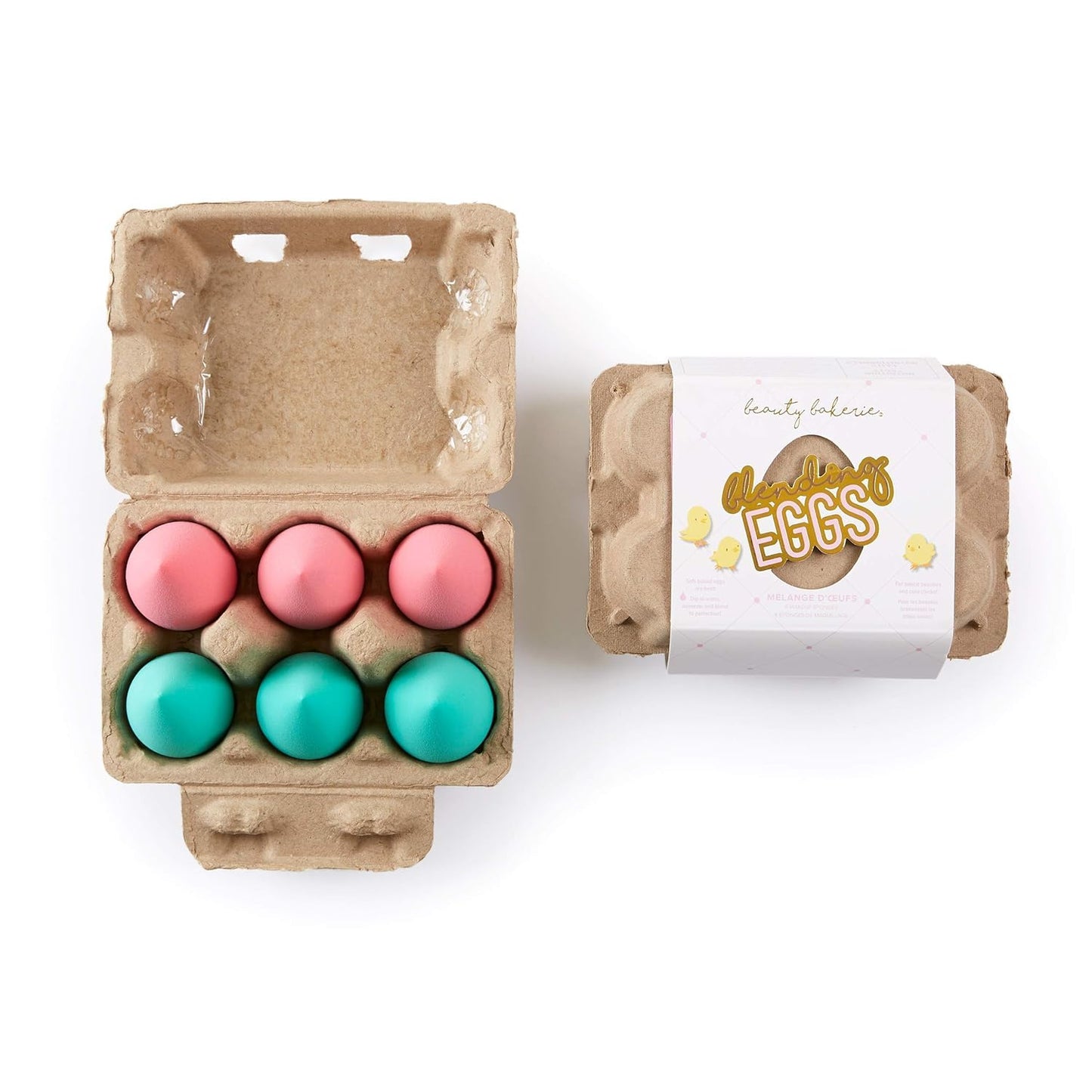 Beauty Bakerie Blending Egg Beauty Sponge Cosmetic Face Make up Blender Sponge Applicator for Powder, Liquid, Foundation, Concealer and Blending, Latex Free 6 Pack Set, Pink/Turquoise