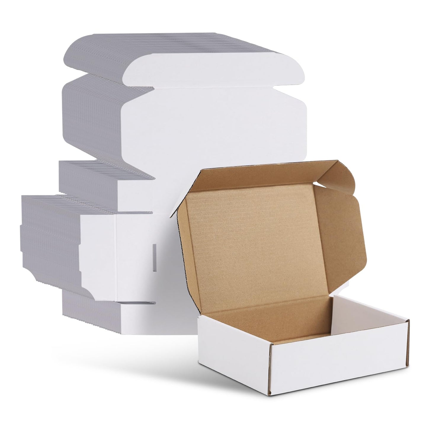 WIFTREY 7X5X2 Shipping Boxes Set of 30, 7X5X2 White Corrugated Cardboard Box for Packaging Small Business, Gift Packing, Mailing, Moving