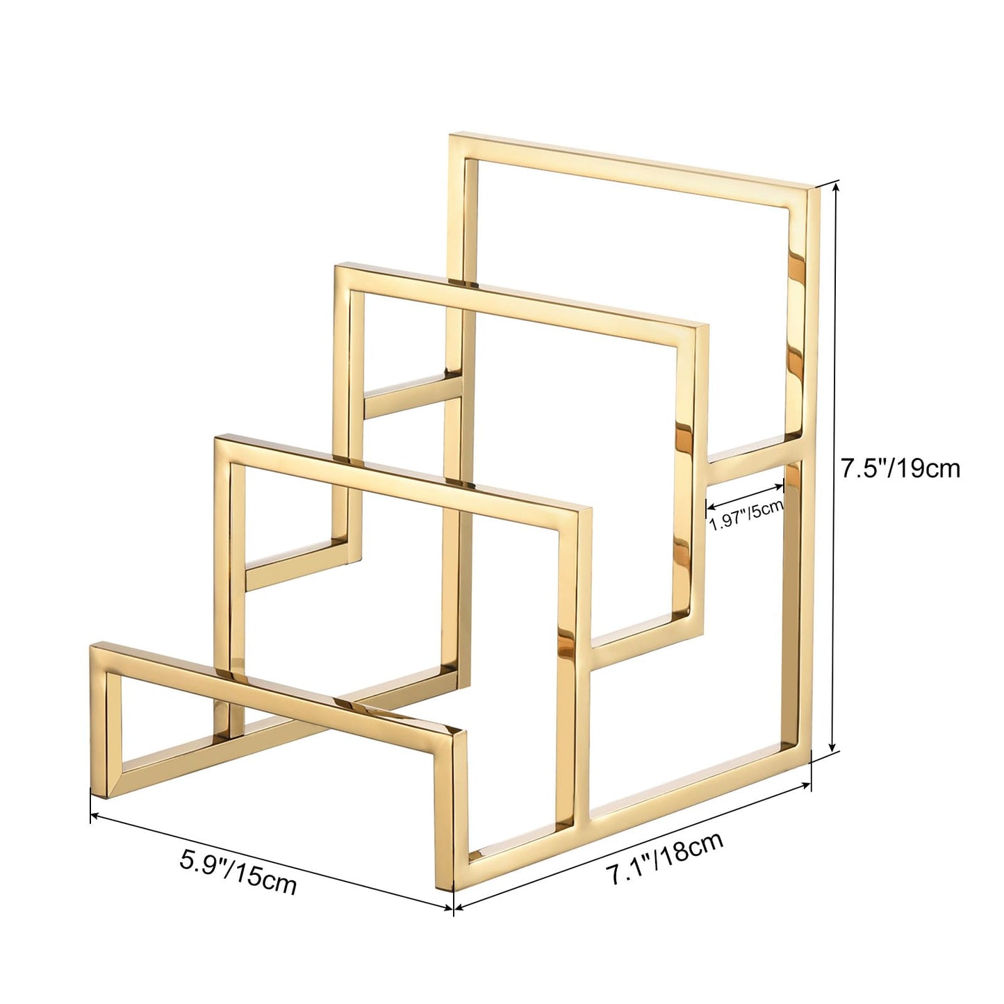 uxcell Clutch Purse Display Stand 3 Layer Wallet Display Rack Metal Clutch Holder Riser for Home Retail Store Supplies - Gold