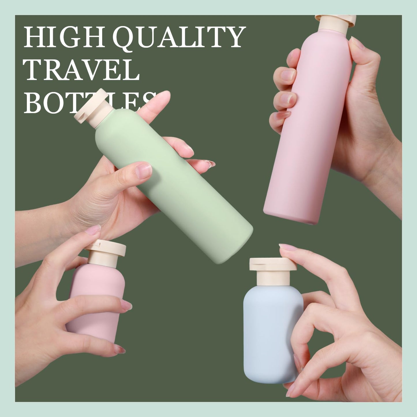 ASEVAT Plastic Leak Proof Travel Bottles for Toiletries, TSA Approved Travel Size Containers, Squeeze Bottles Refillable for Shampoo, Lotion & Body Wash (Blue+Pink+Green, 10 oz)