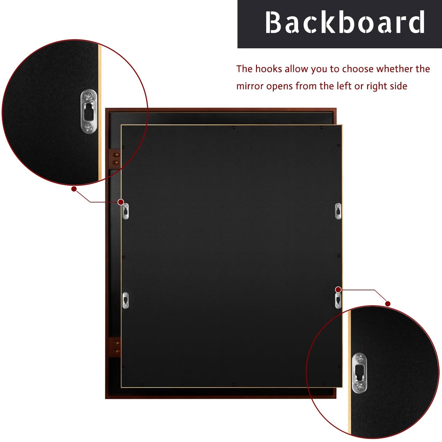 Tacomany Wood Framed Medicine Cabinet Organizer with Mirror, Surface Mounting or in-wall Installation (Brown, 18x24)