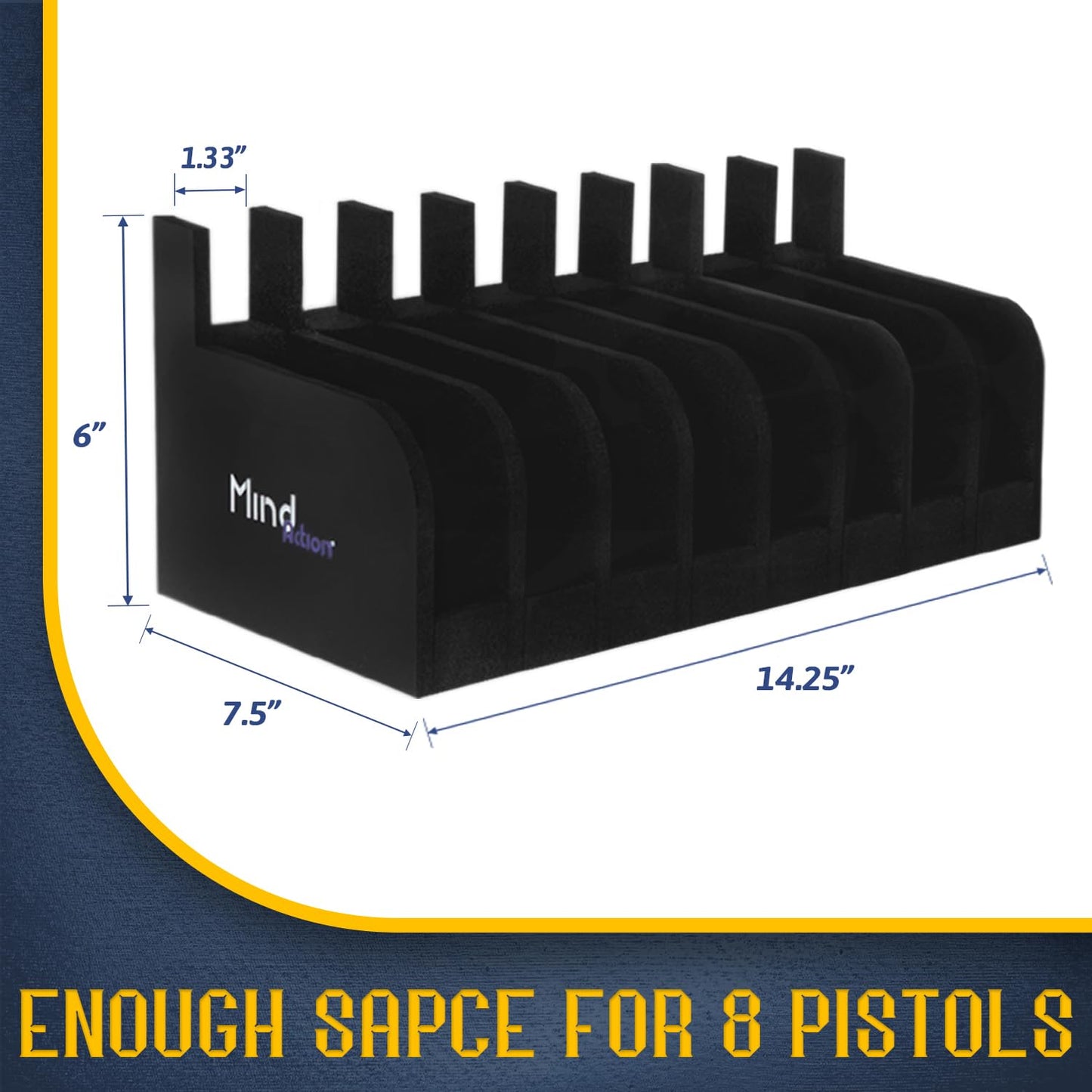MIND&ACTION Foam Pistol Rack for Gun Safe, Gun Cabinet Accessories, Pistols Holder Storage Organizer, Revolver Firearm Handgun Rack Stand Display