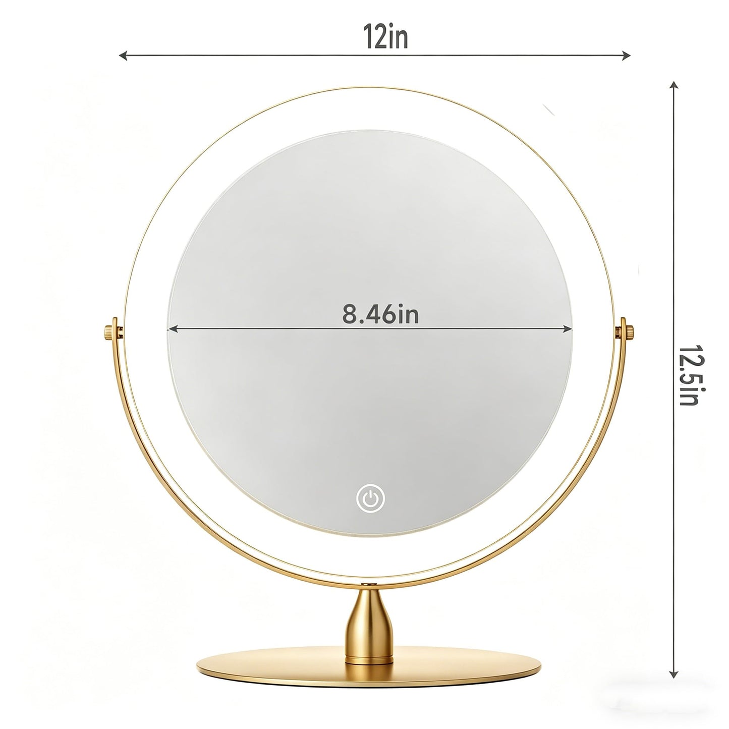 DEXHOM 12" Extra Large Lighted Makeup Mirror, 1X/10X, 2-Sided Magnifying Mirror with 96 LEDs, 3 Color Dimmable Lights, 360° Swivel, LED Vanity Mirror, Gold - Great Gift