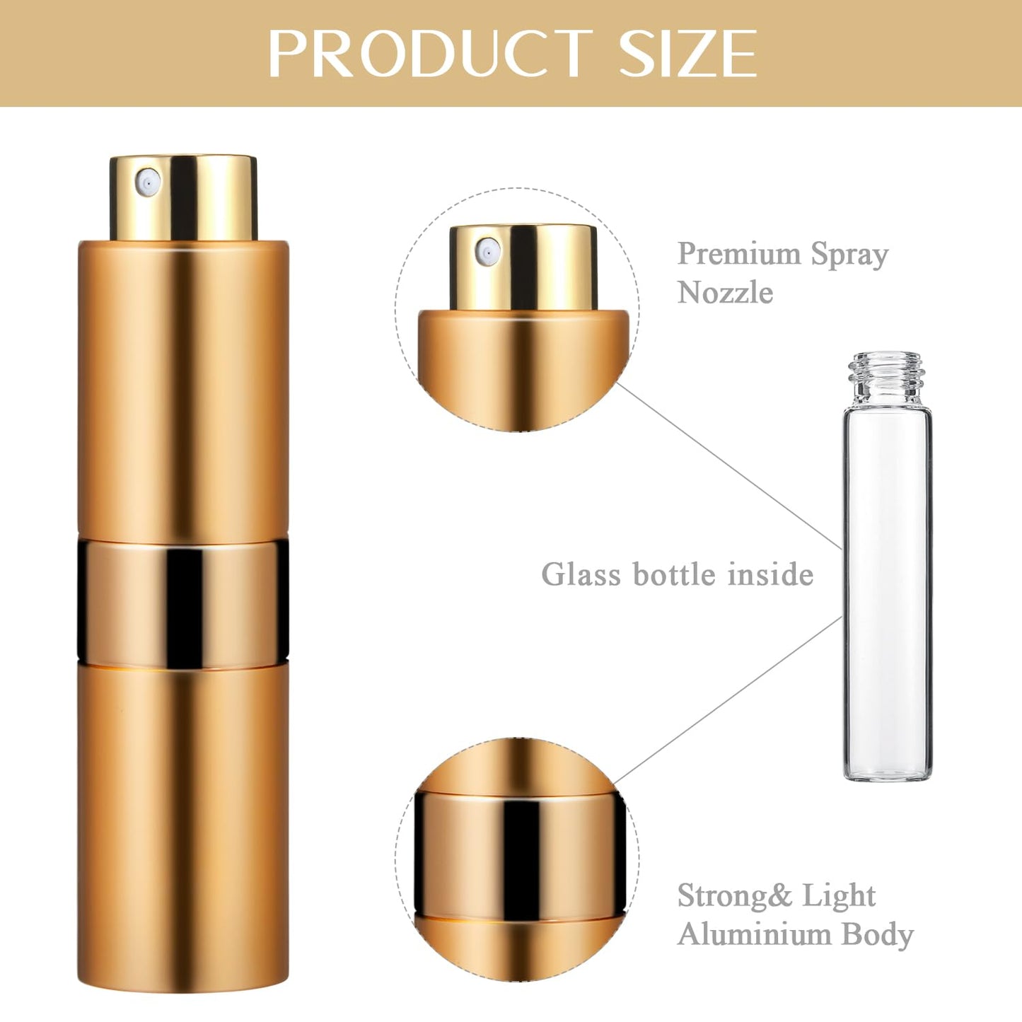 Honeydak 7 Pcs 20ml Travel Perfume Atomizer Bottles, Refillable Cologne Travel Spray Bottles, Portable Empty Perfume Sprayers with Pump Transfer Tools for Purse, Daily Use